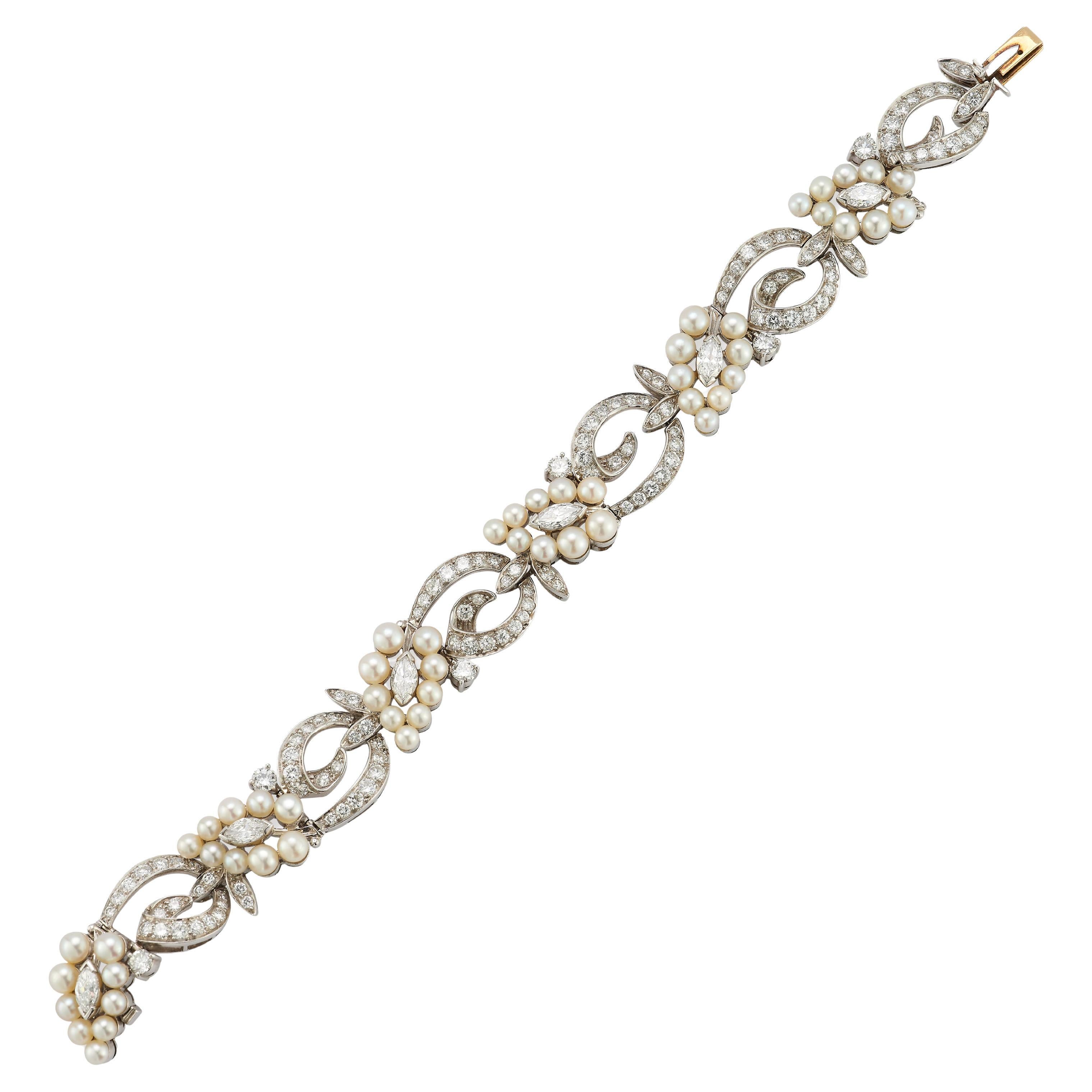Armband von Tiffany & Co mit Perlen und Diamanten