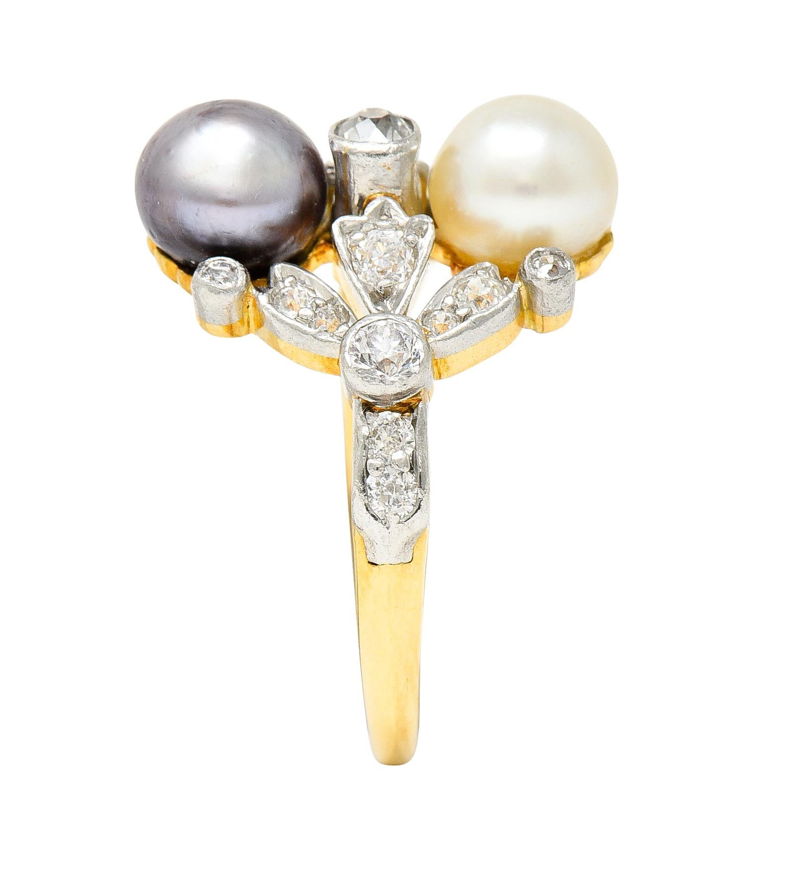Tiffany & Co. Pearl Diamond Platinum 18 Karat Gold Belle Epoque Antique Ring 2