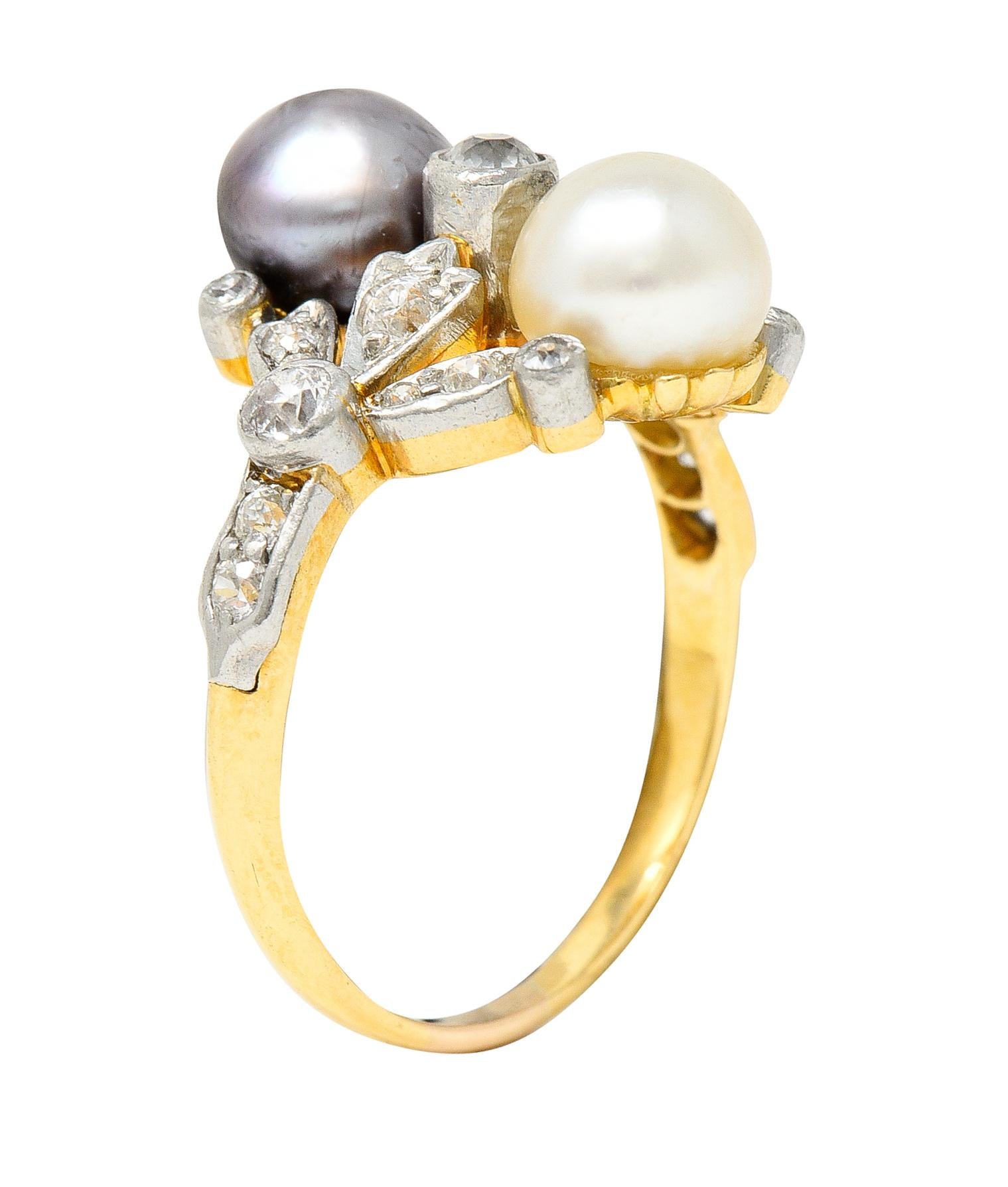 Tiffany & Co. Pearl Diamond Platinum 18 Karat Gold Belle Epoque Antique Ring 3