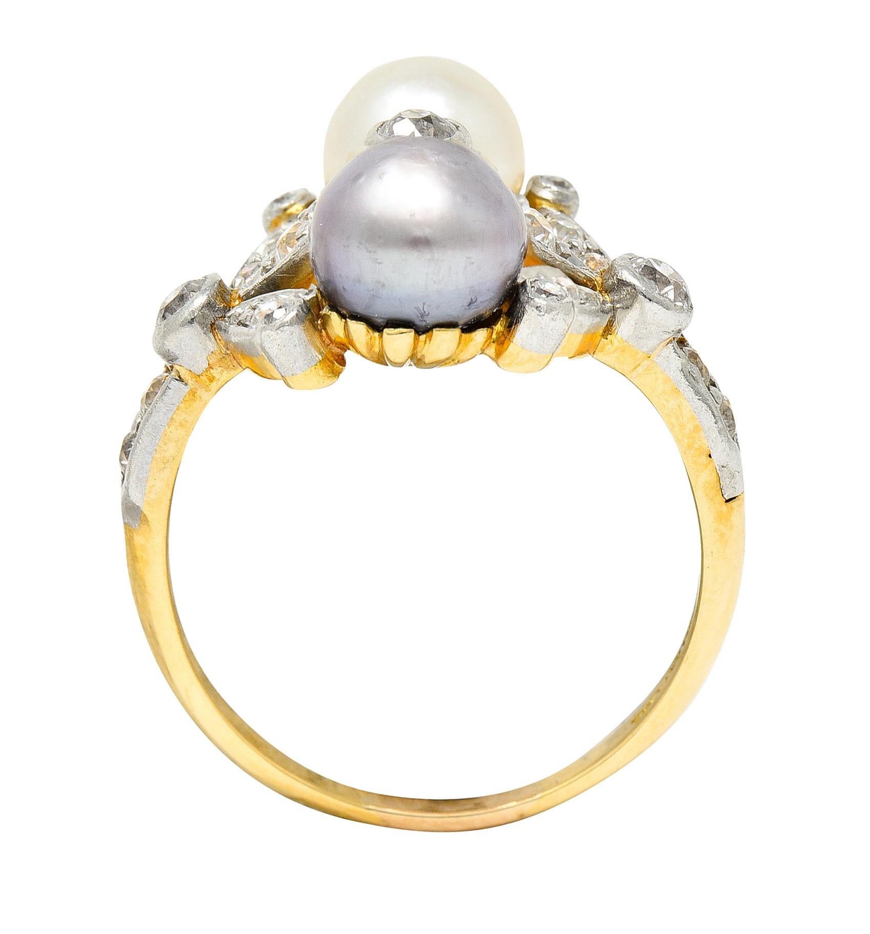 Tiffany & Co. Pearl Diamond Platinum 18 Karat Gold Belle Epoque Antique Ring 1