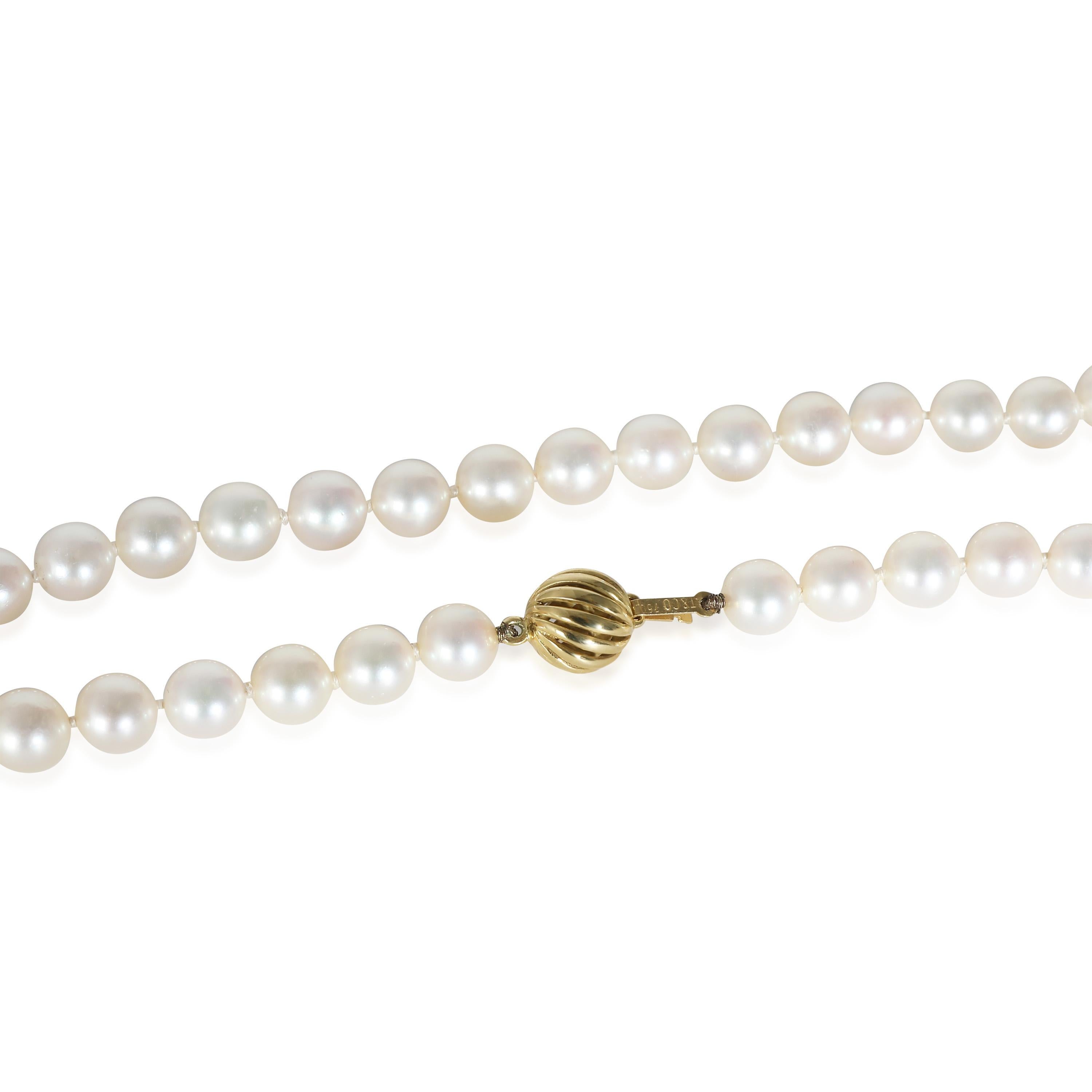 Women's Tiffany & Co. Pearl Necklace in 18k Yellow Gold For Sale