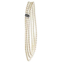 Tiffany & Co. Pearl Necklace with 18 Karat White Gold Diamond Clasp