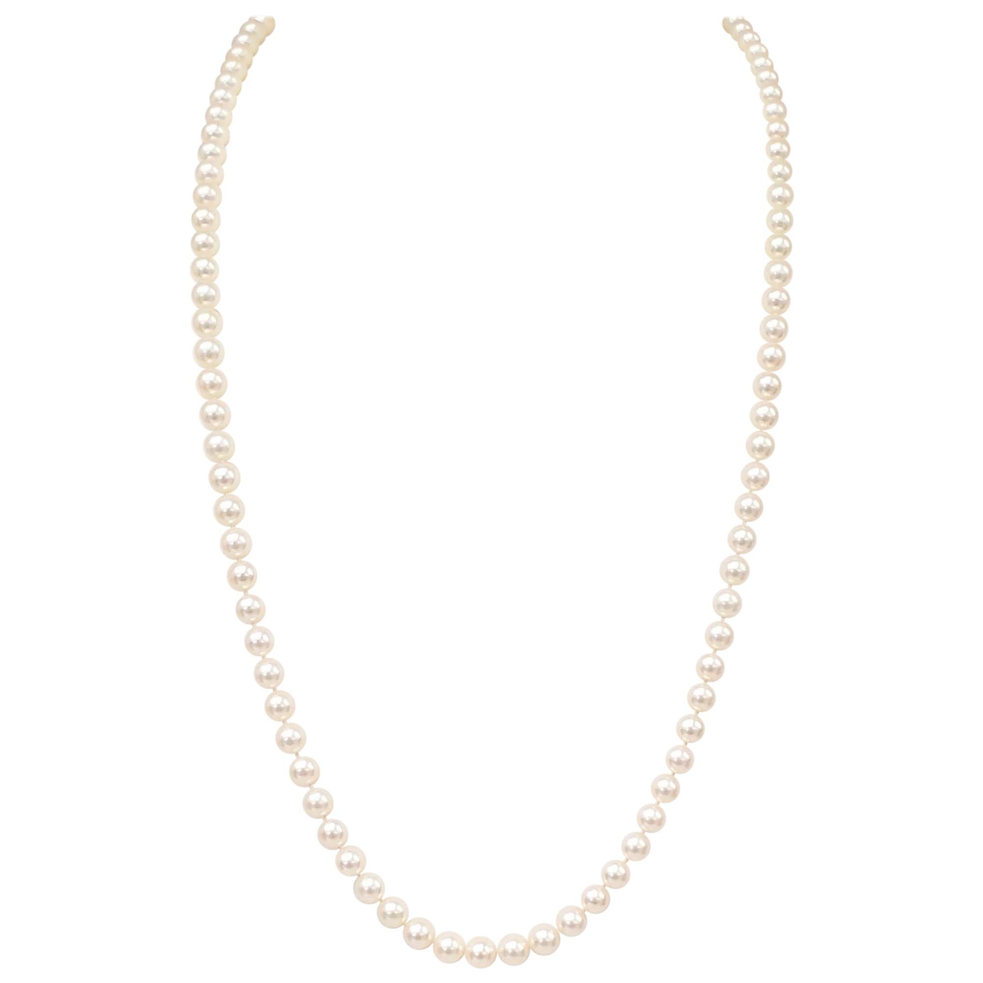 Tiffany & Co. Pearl Necklace with Platinum 'X' Clasp