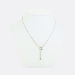 Tiffany & Co. Pearl Open Heart Lariat Necklace
