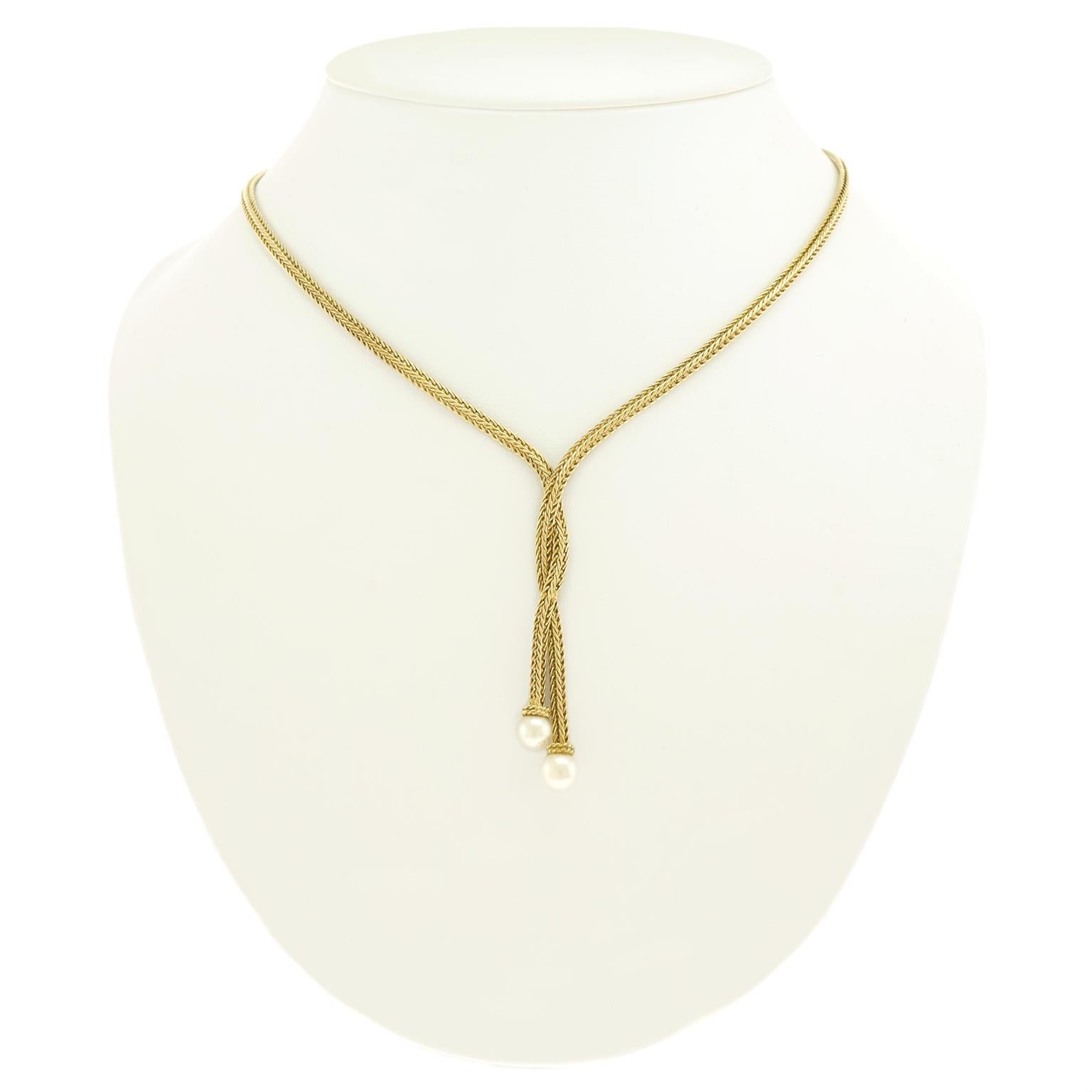 Women's or Men's Tiffany & Co. Pearl-Set Gold Necklace
