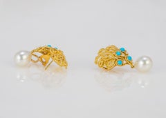 Tiffany & Co. Pearl Turquoise and Diamond Earrings