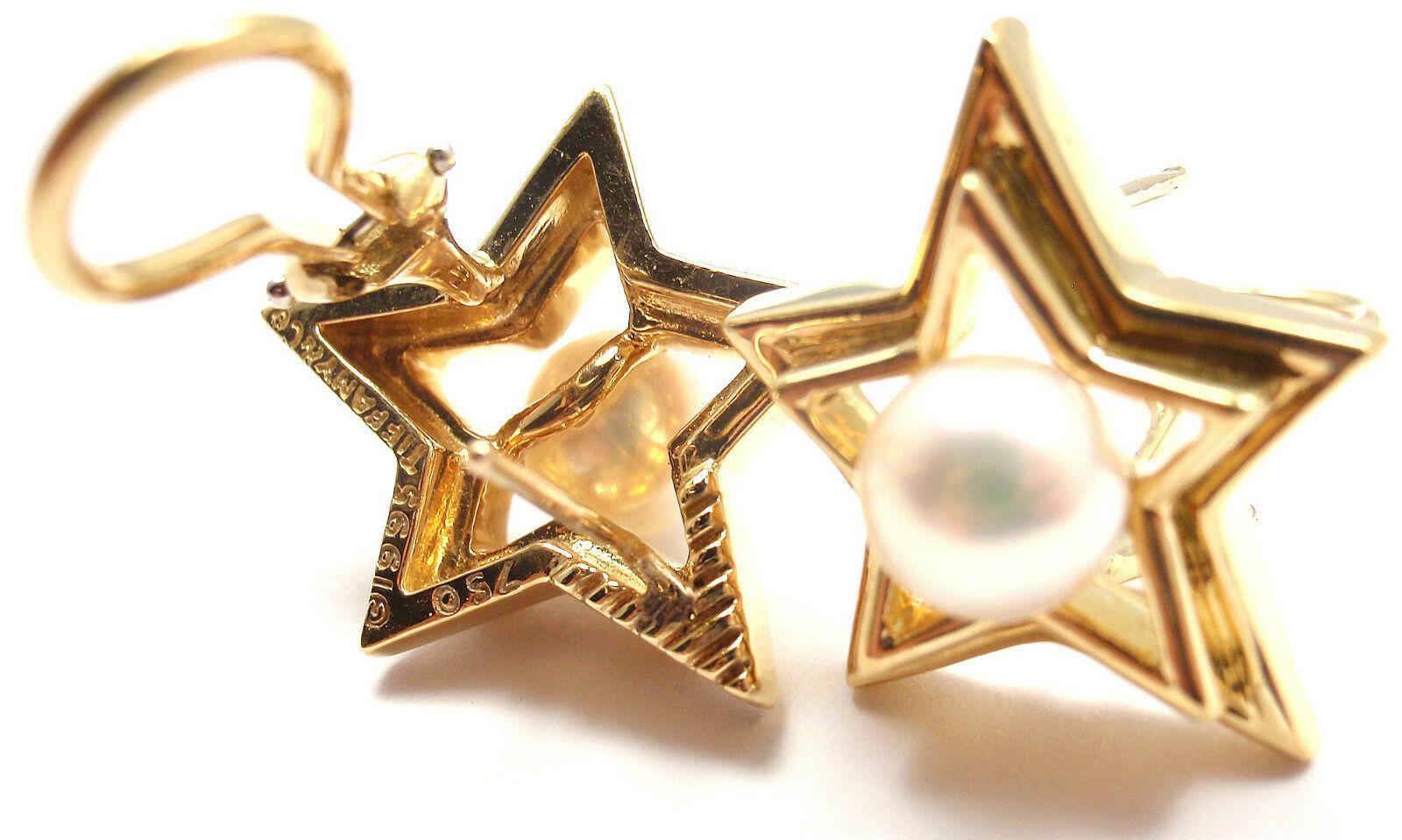 Bead Tiffany & Co. Pearl Yellow Gold Star Earrings