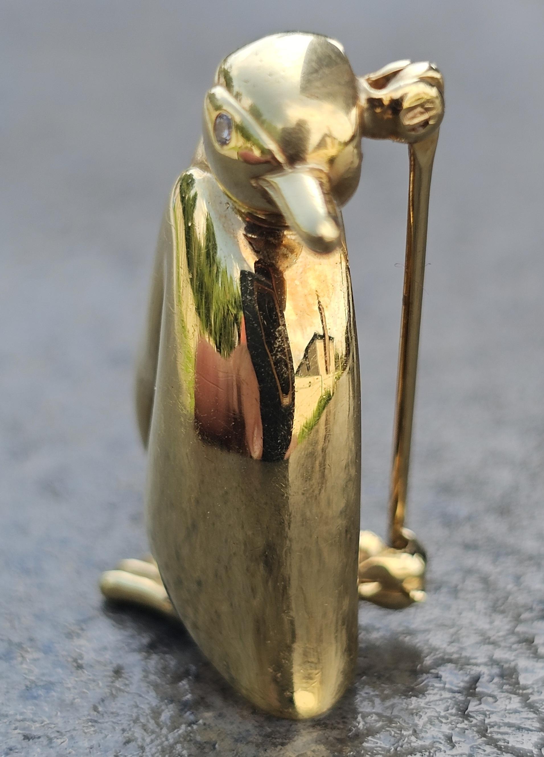 Tiffany & Co. Alfiler Broche 3D Pingüino Oro Amarillo 18k Ojo de Diamante 7,4 g 1