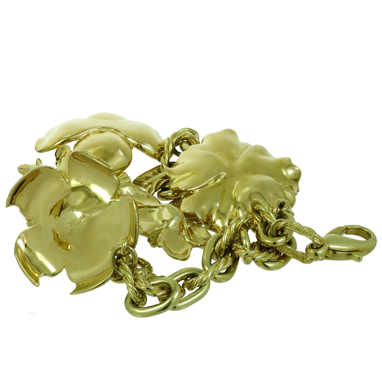 Tiffany & Co. Perennial Dogwood Charms Yellow Gold Bracelet In Excellent Condition In New York, NY