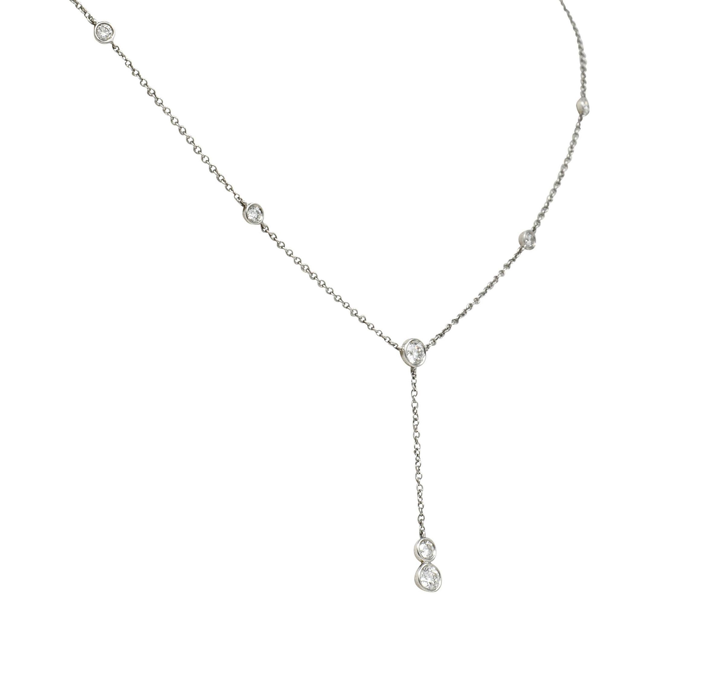 Contemporary Tiffany & Co. Peretti 1.00 Carat Diamond Platinum Diamonds by The Yard Necklace