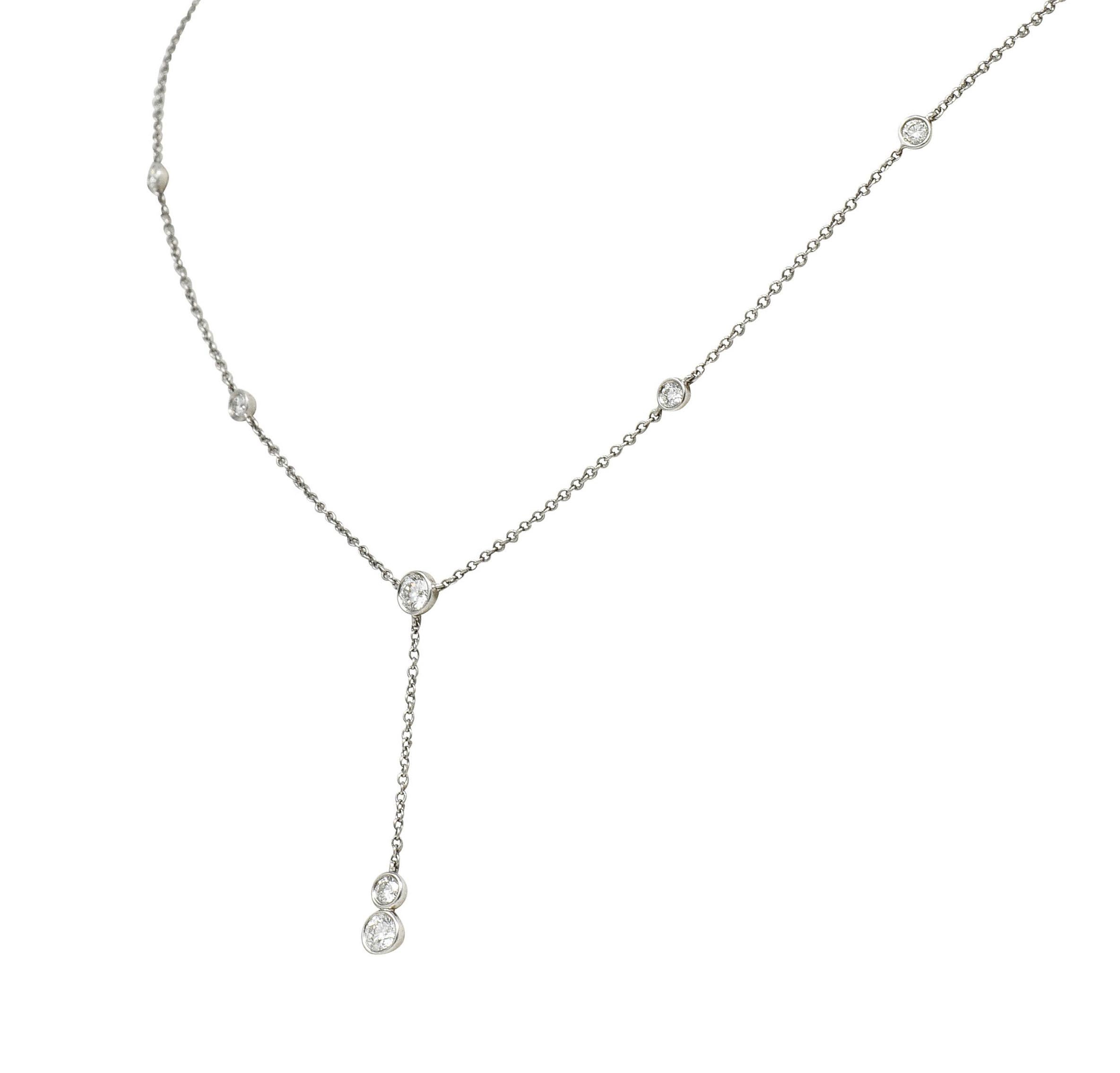 Tiffany & Co. Peretti 1.00 Carat Diamond Platinum Diamonds by The Yard Necklace In Excellent Condition In Philadelphia, PA