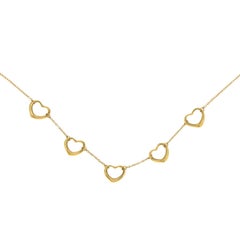 Tiffany & Co. Peretti 18 Karat Yellow Gold Five Hearts Necklace