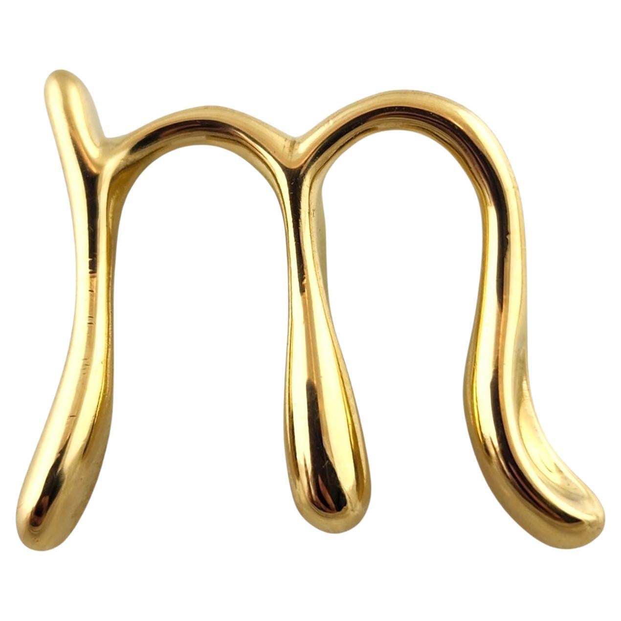 Tiffany 
Co Peretti 18 Karat Yellow Gold Initial M Pendant #18551