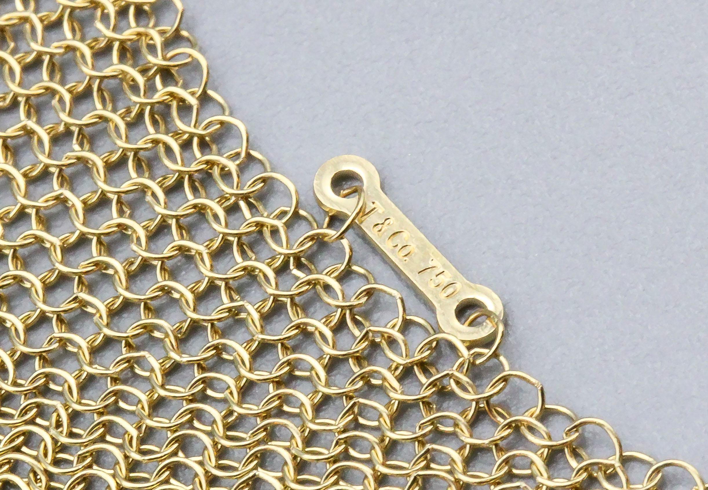 Women's or Men's Tiffany & Co. Peretti 18 Karat Yellow Gold Mesh Scarf Necklace