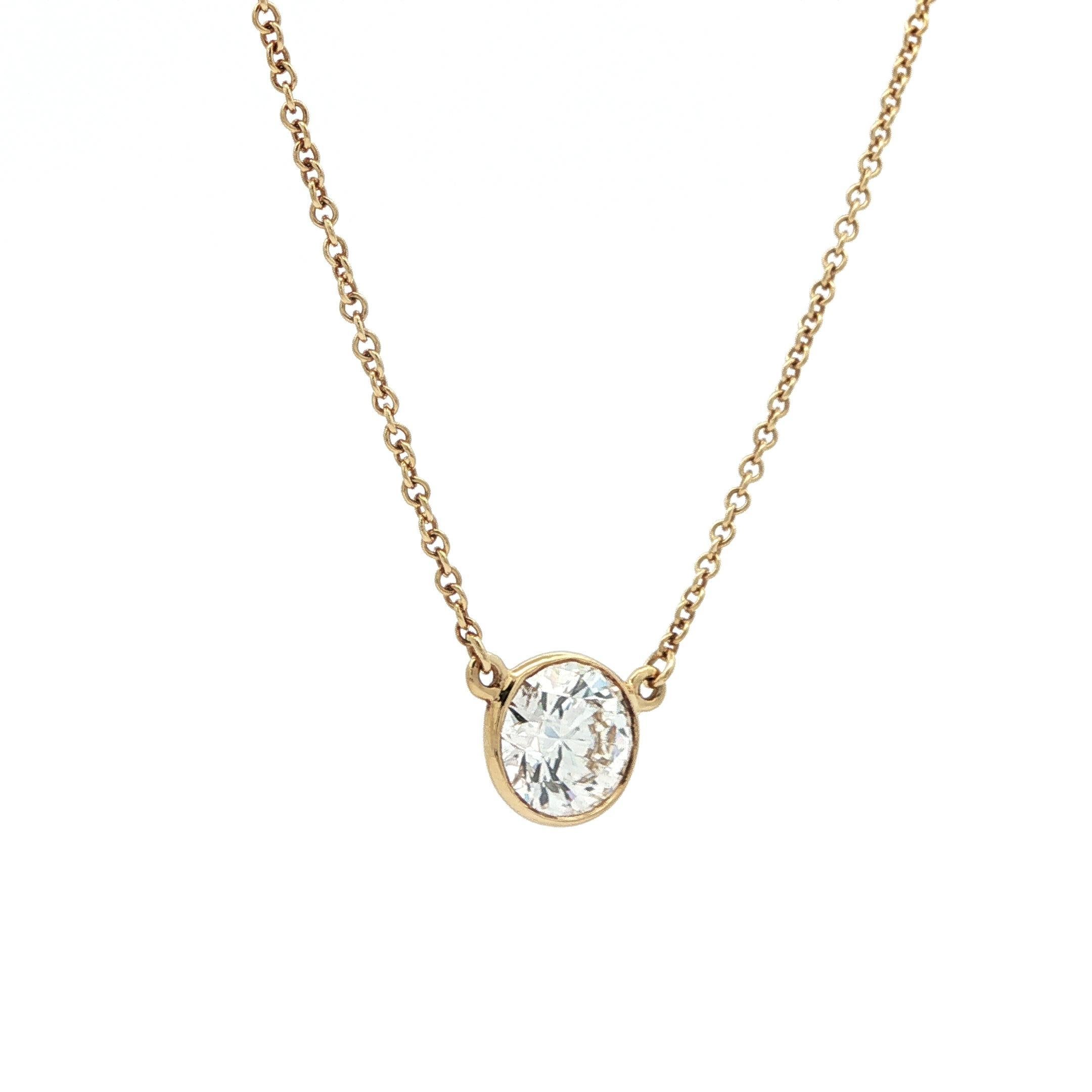 Tiffany & Co. Collana Peretti in oro 18k con solitario di diamanti da 1,25 ct. In condizioni ottime a Montclair, NJ