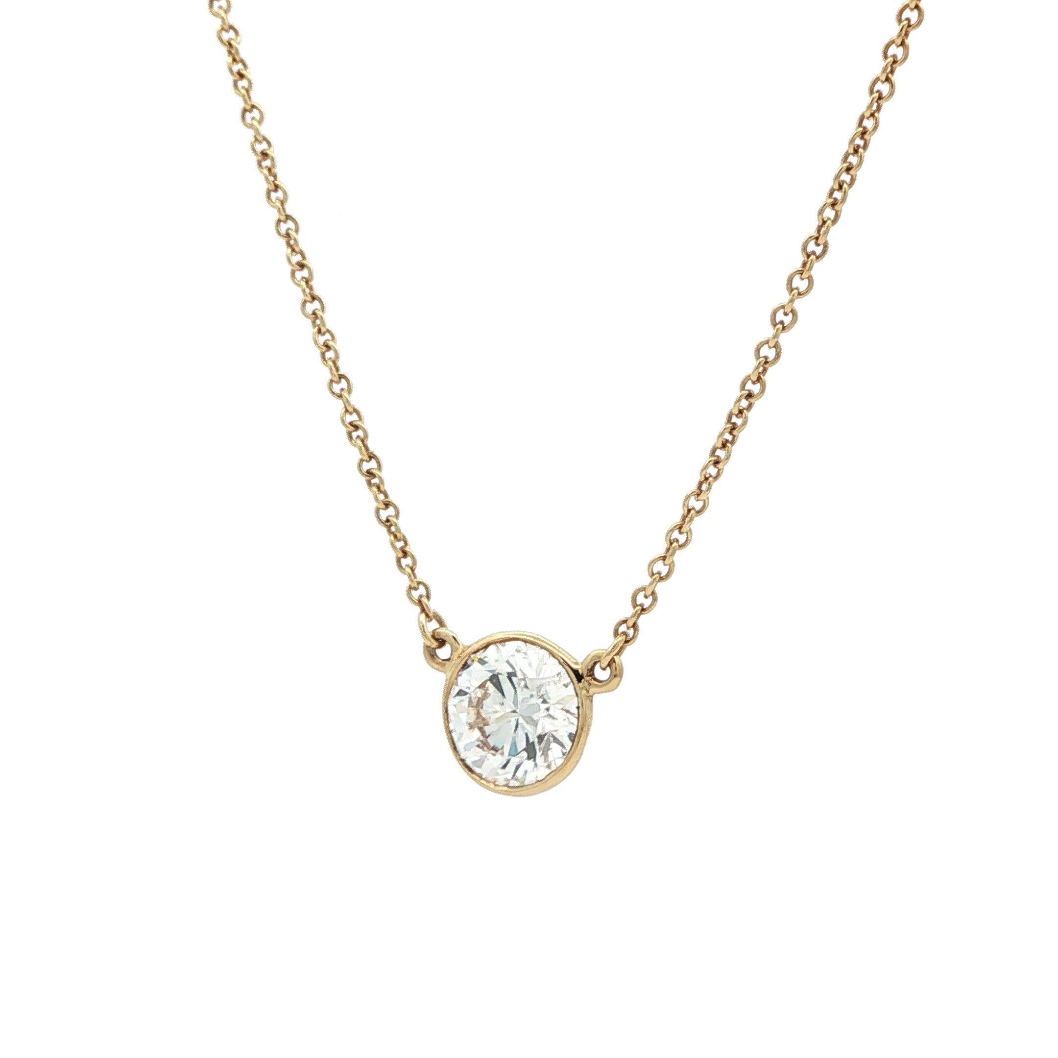 Donna Tiffany & Co. Collana Peretti in oro 18k con solitario di diamanti da 1,25 ct.