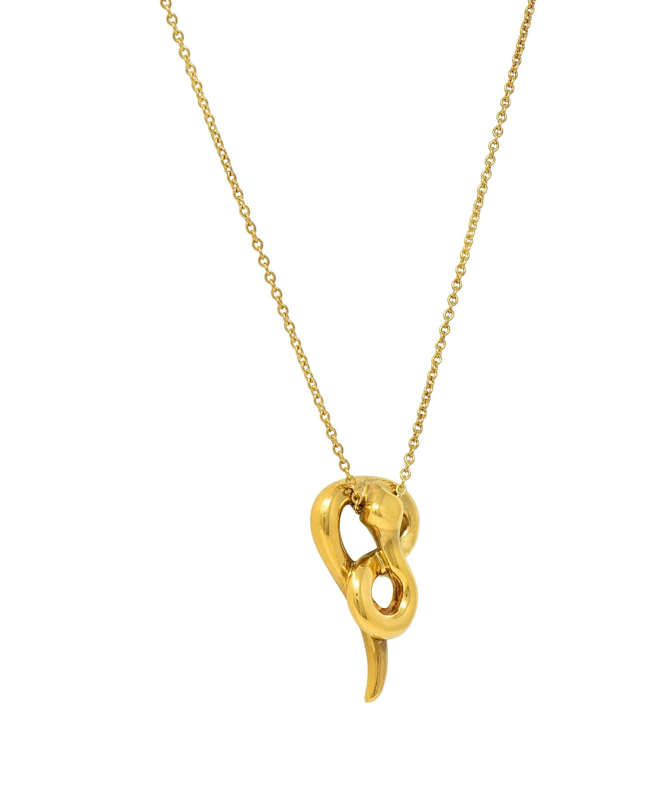 Tiffany & Co. Peretti 18K Gold Vintage Snake Chinese Zodiac Pendant Necklace 2
