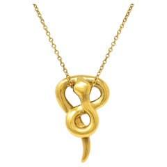 Tiffany & Co. Peretti 18K Gold Vintage Snake Chinese Zodiac Pendant Necklace