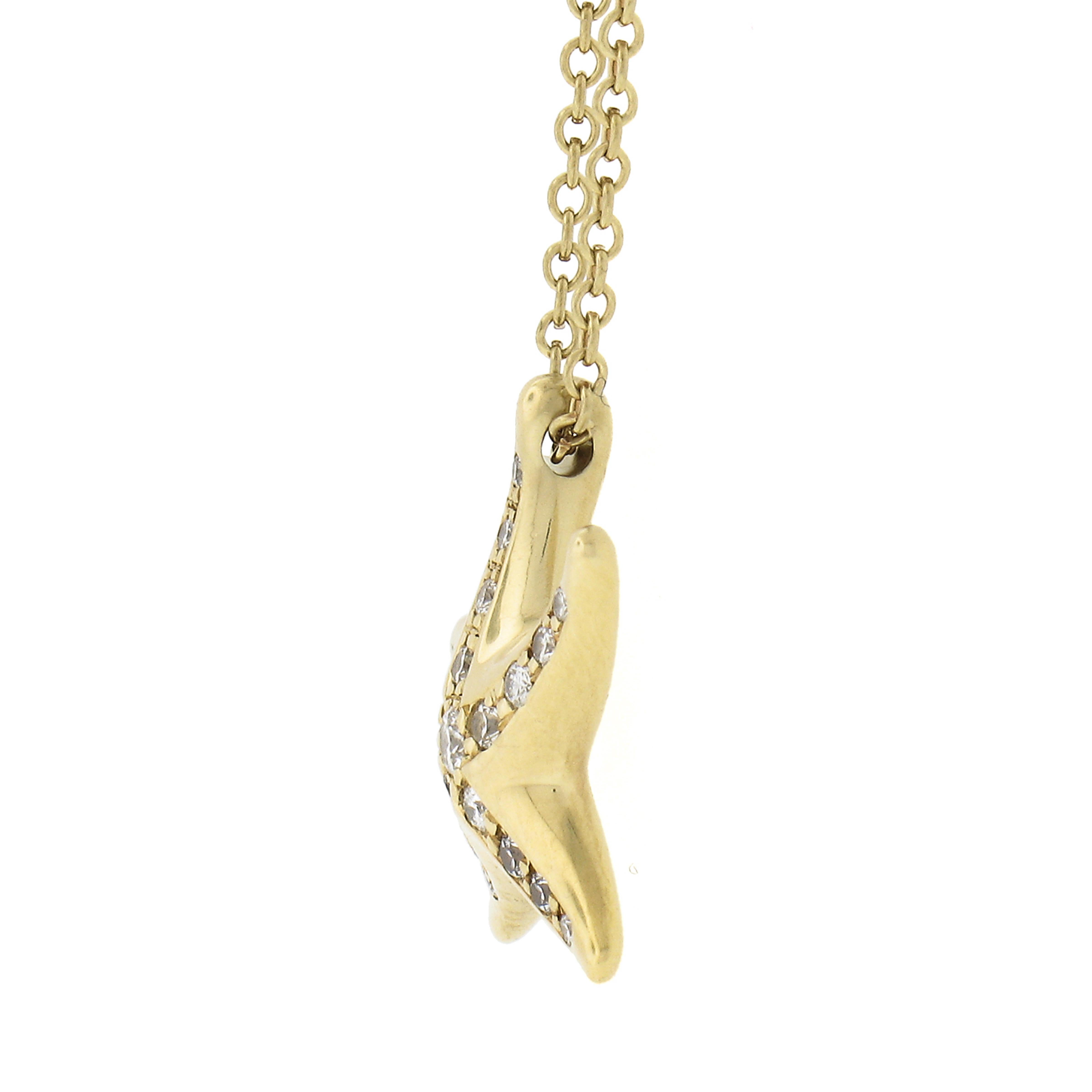 Tiffany & Co. Peretti Pendentif étoile de mer en or jaune 18 carats avec diamants de 16 pouces Pour femmes en vente