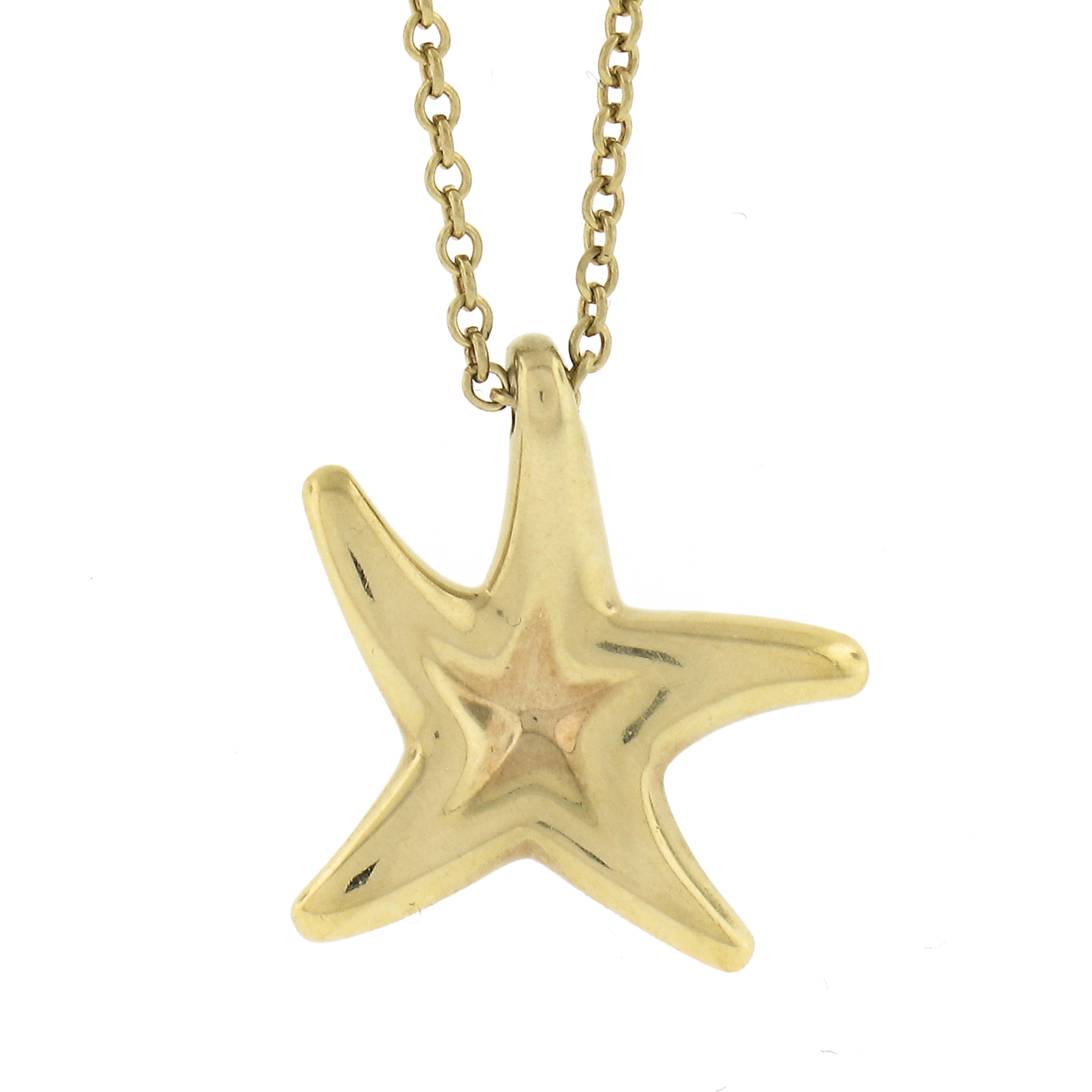Tiffany & Co. Peretti Pendentif étoile de mer en or jaune 18 carats avec diamants de 16 pouces en vente 1