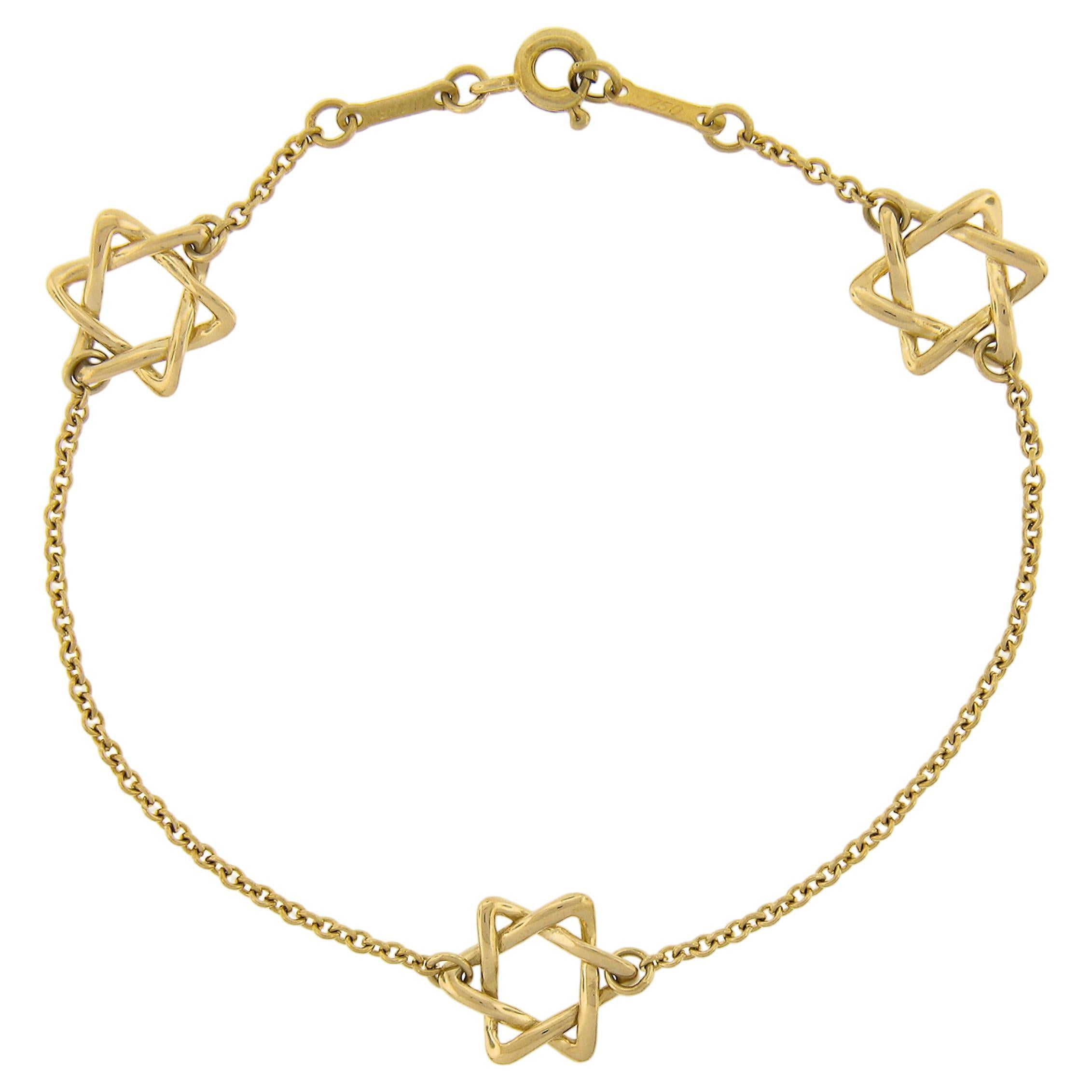 Tiffany & Co. Peretti 18K Yellow Gold Open Work Star of David Station Bracelet