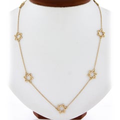 Tiffany & Co. Peretti 18K Yellow Gold Open Work Star of David Station Link Chain