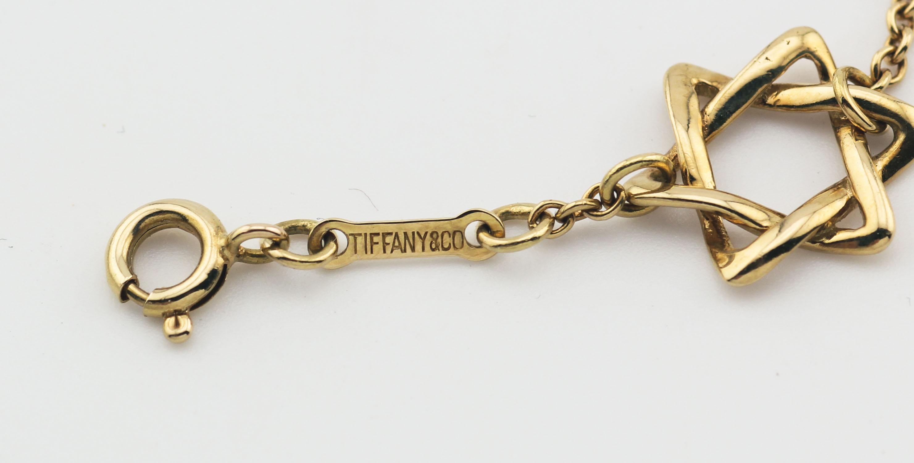 Tiffany & Co. Peretti 18K Yellow Gold Star of David Bracelet In Good Condition In Simpsonville, SC