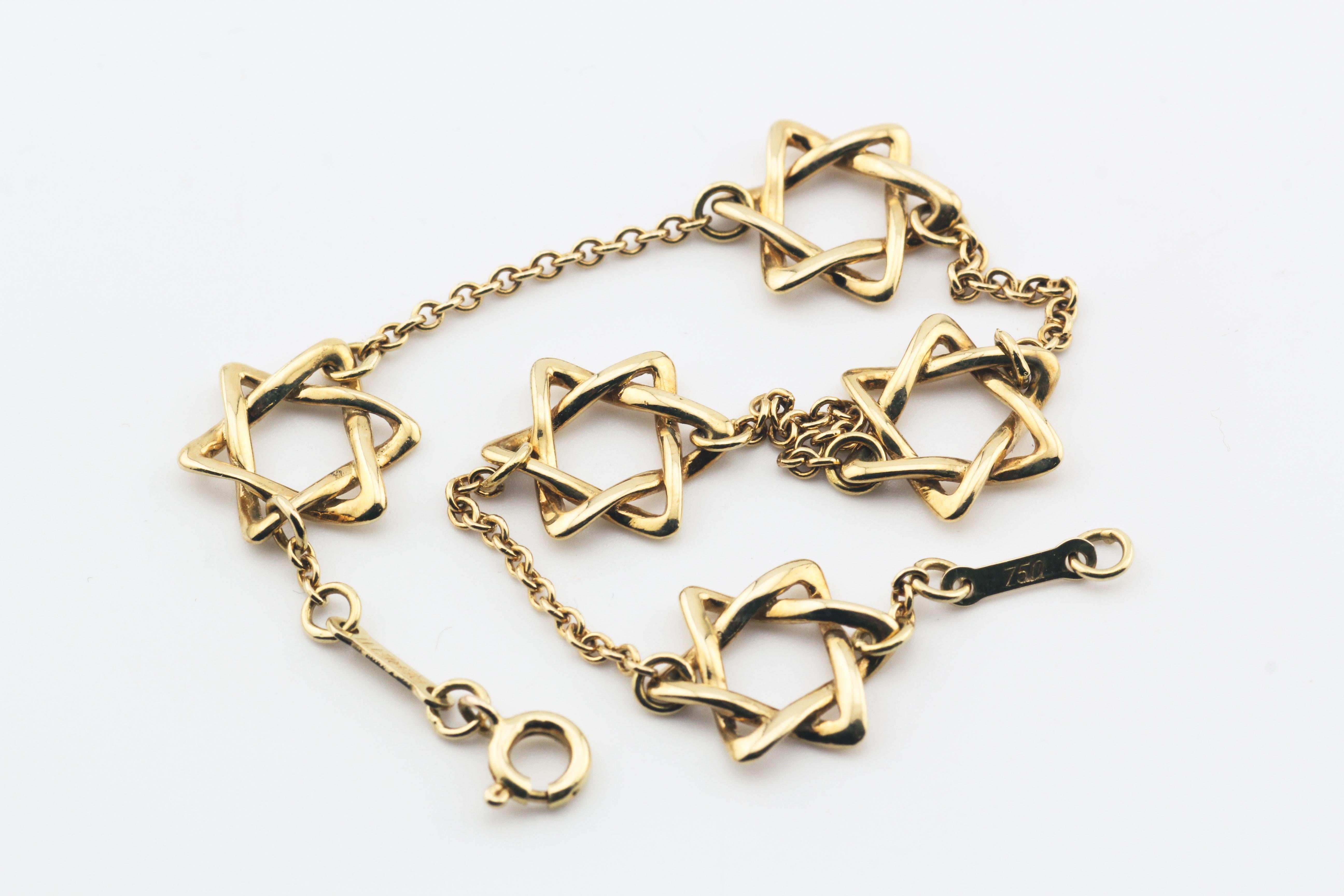 Tiffany & Co. Peretti 18K Yellow Gold Star of David Bracelet 2