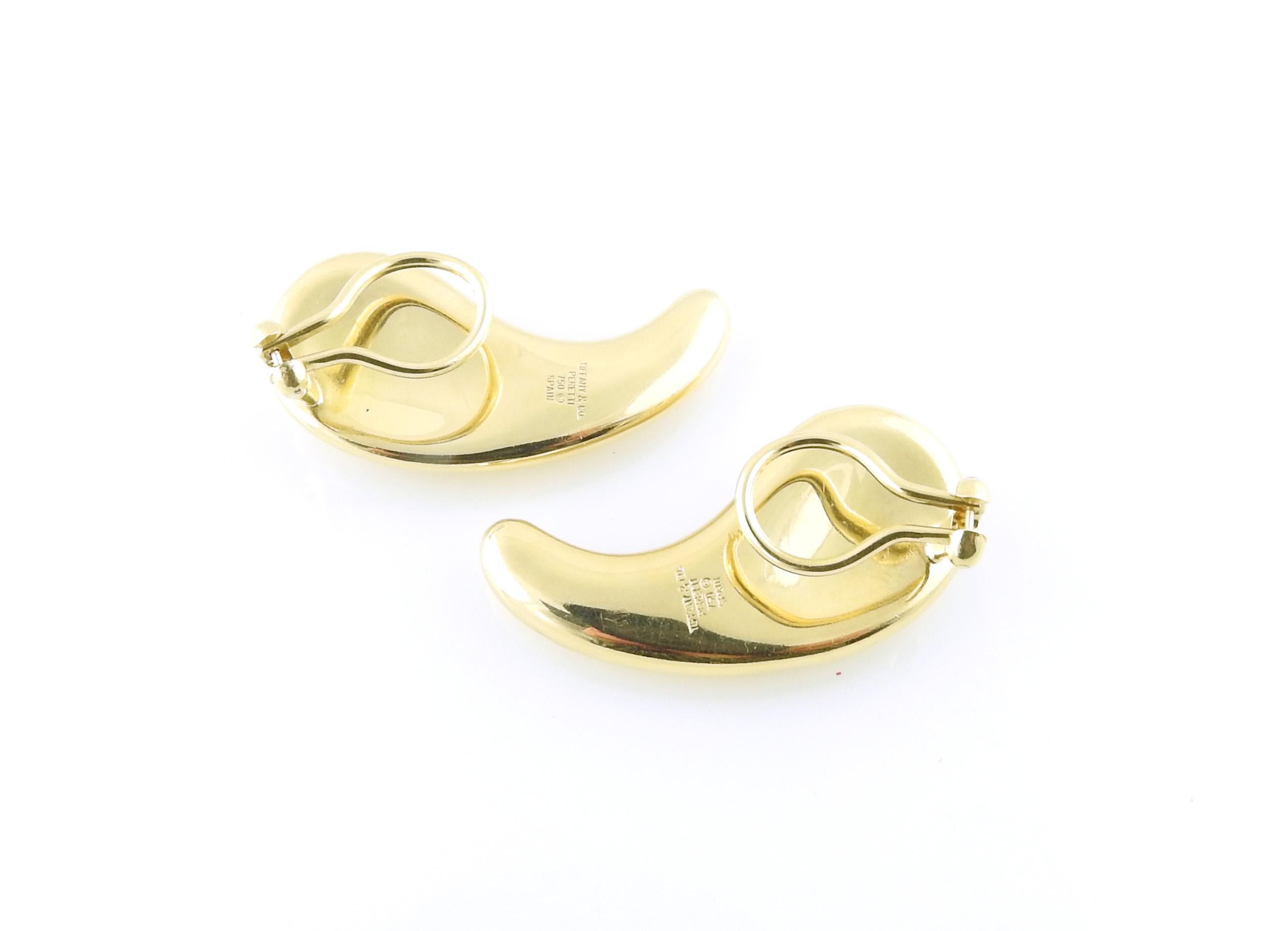 Tiffany & Co. Peretti 18K Yellow Gold X Large Bean Earrings Clip on In Good Condition For Sale In Washington Depot, CT