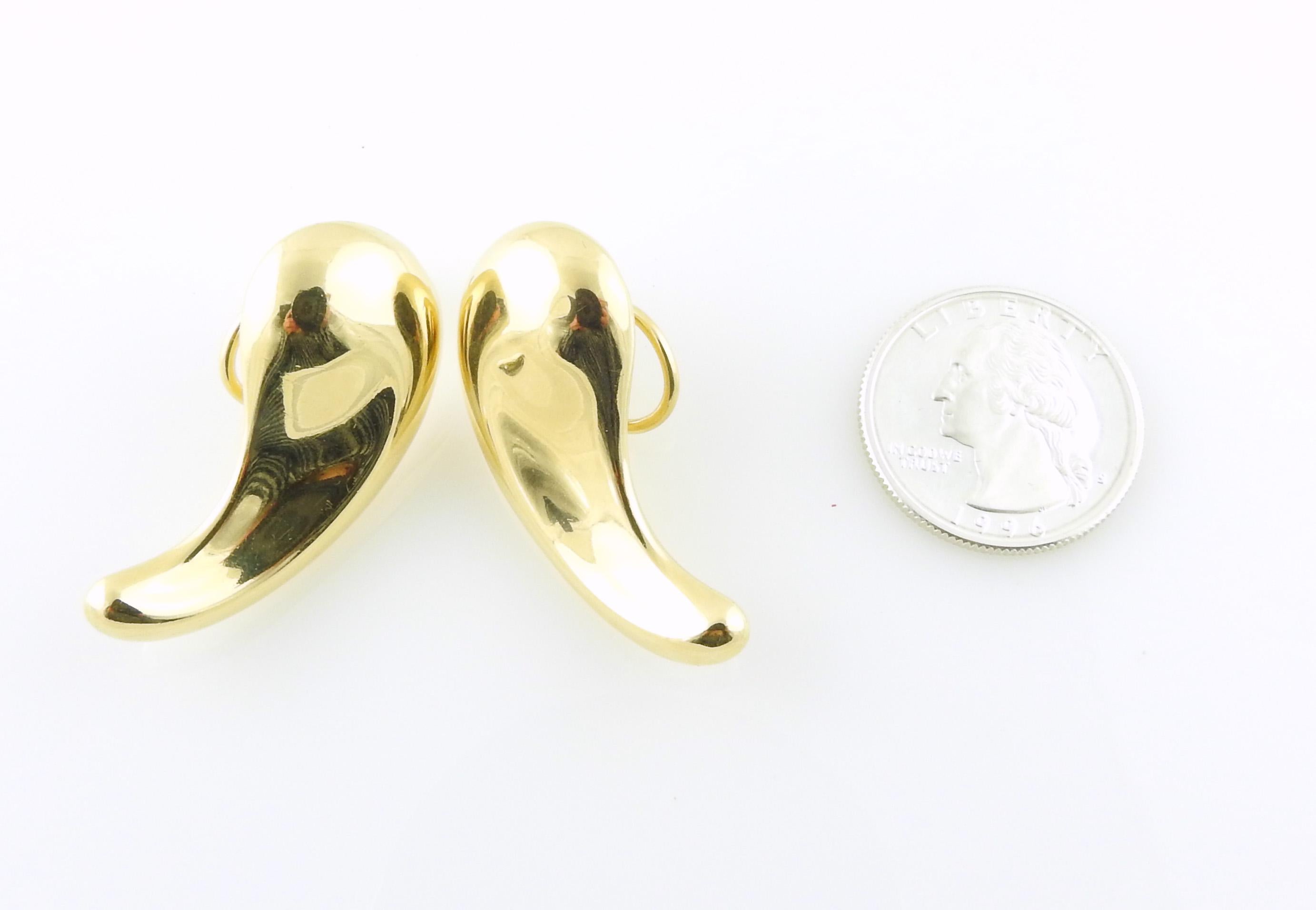 Women's Tiffany & Co. Peretti 18K Yellow Gold X Large Bean Earrings Clip on For Sale