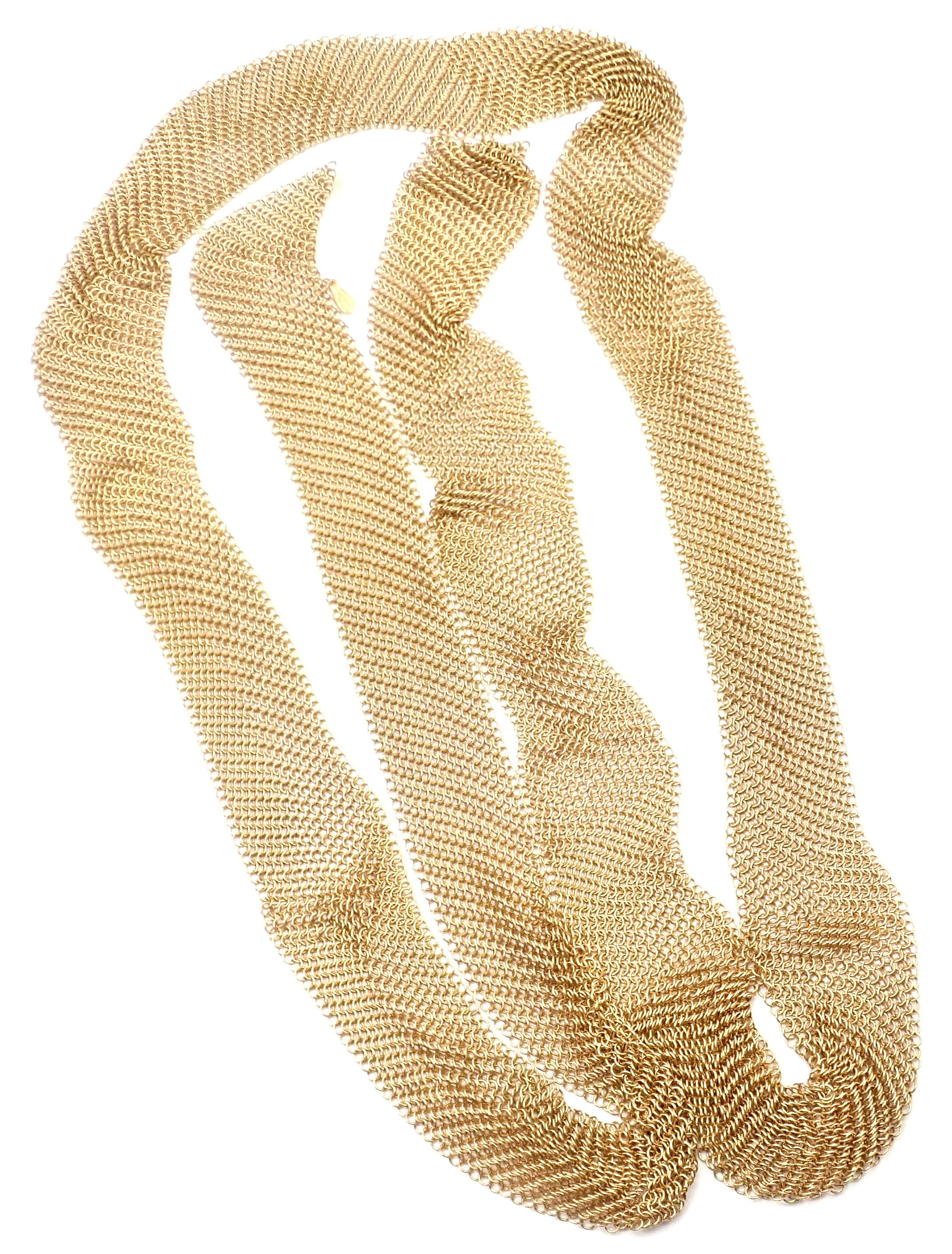 Women's or Men's Tiffany & Co. Peretti Long Mesh Scarf Yellow Gold Necklace