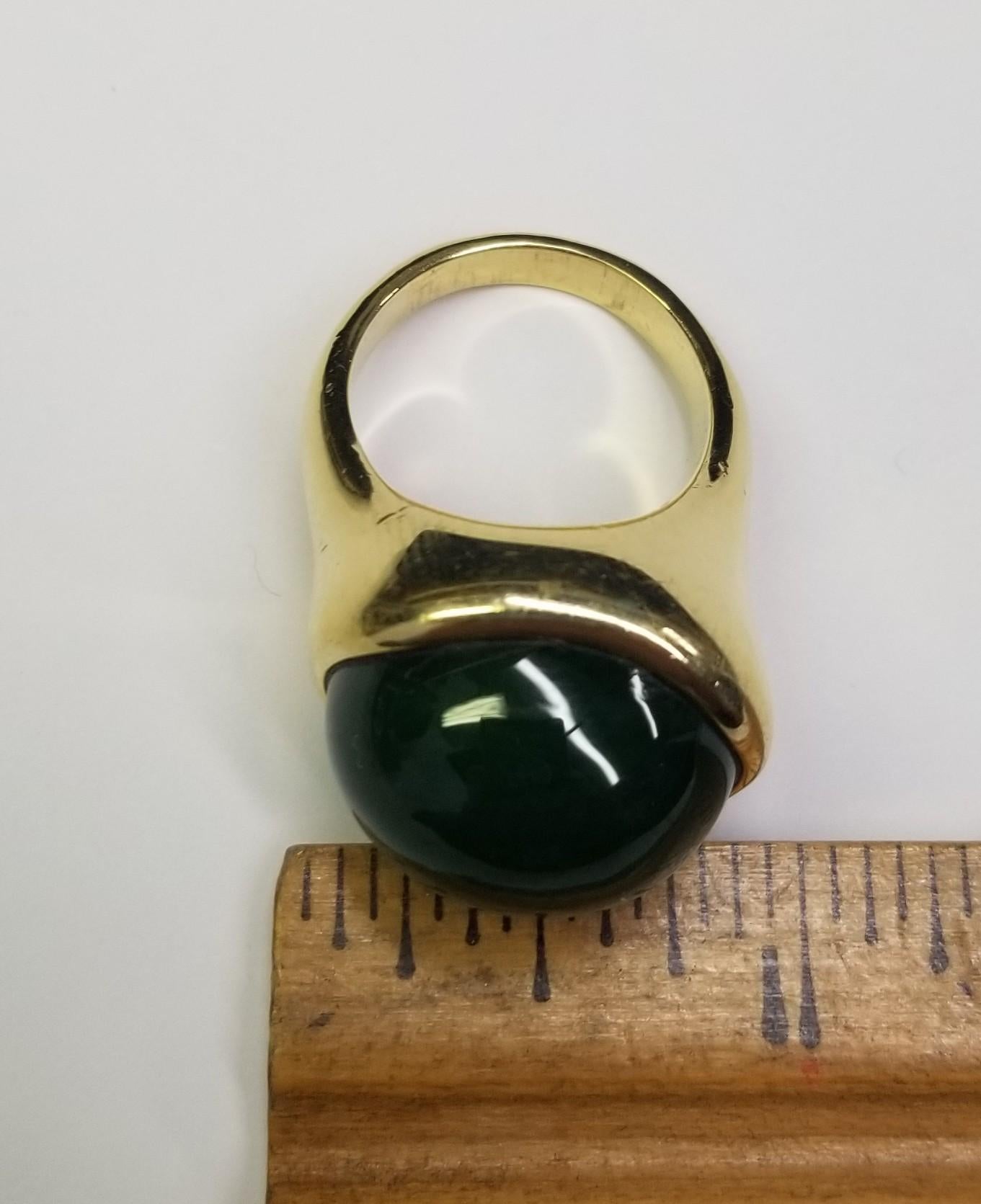 Tiffany & Co. Anillo Peretti Cabujón Jade Verde Oro Amarillo 18k Talla 7 en venta 1