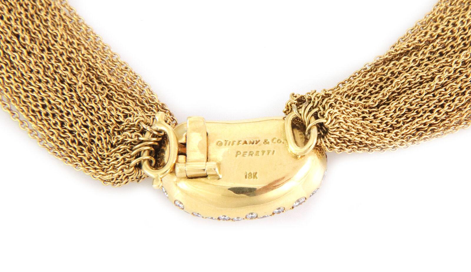 Tiffany & Co. Peretti Diamant 18k Gold Bohne Anhänger Multi Kette Halsband Halskette (Brillantschliff)