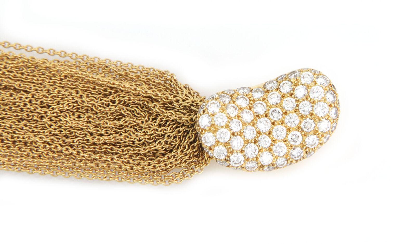 Tiffany & Co. Peretti Diamant 18k Gold Bohne Anhänger Multi Kette Halsband Halskette Damen