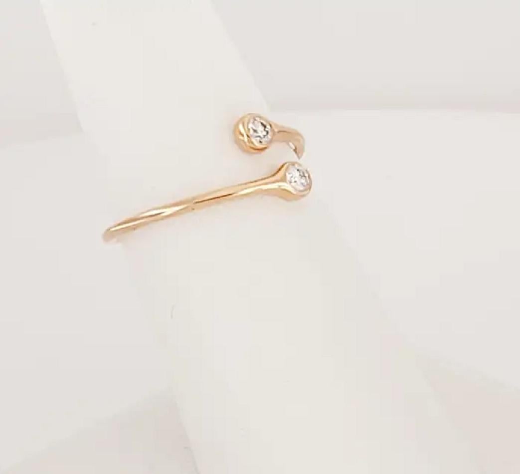 Round Cut Tiffany & Co Peretti Diamond 18k Rose Gold hoop bypass band ring For Sale