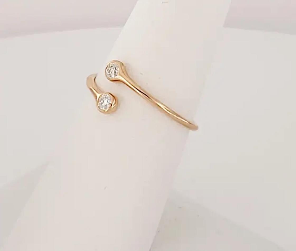 Tiffany & Co Peretti Diamond 18k Rose Gold hoop bypass band ring In New Condition For Sale In New York, NY