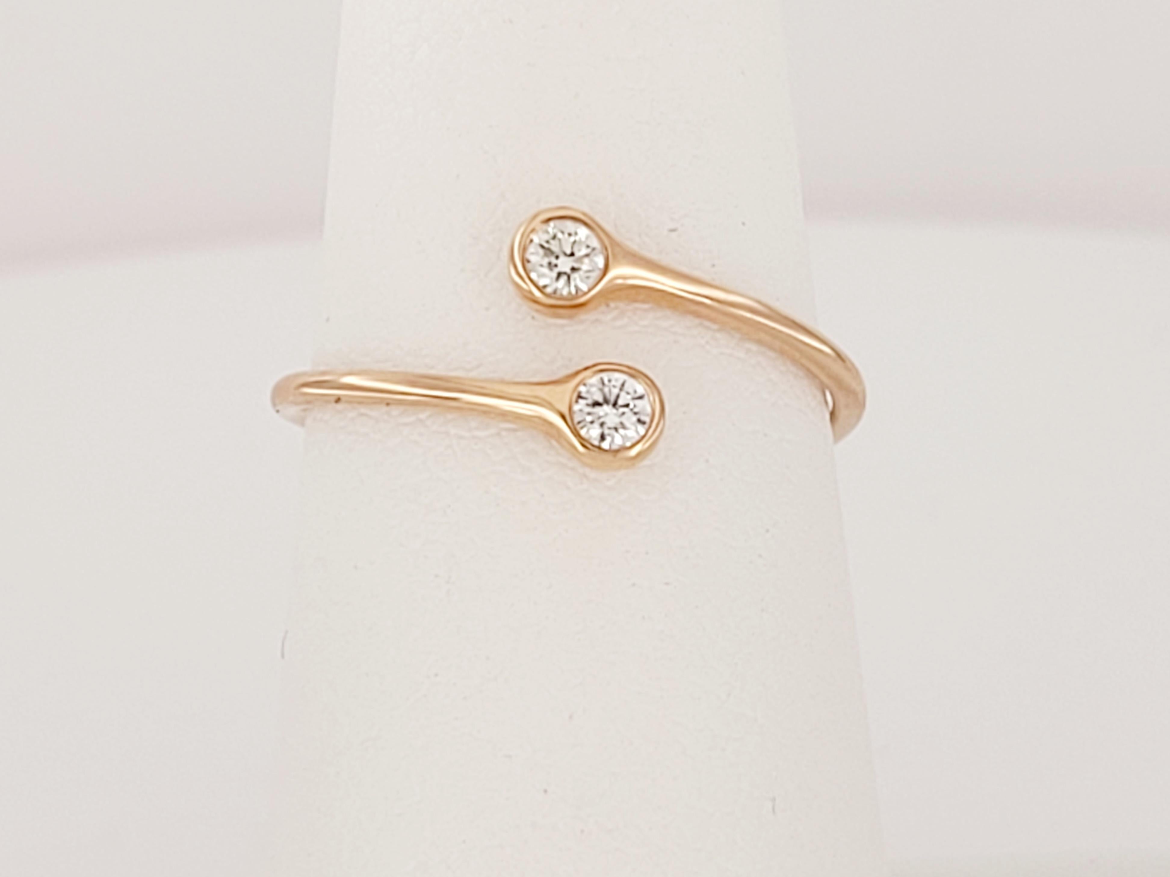 Women's Tiffany & Co Peretti diamond 18k Rose Gold hoop bypass band ring For Sale