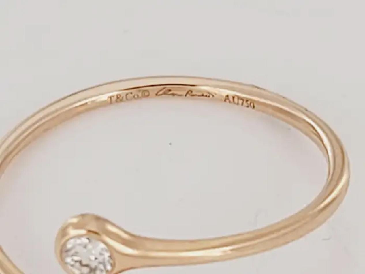 Women's Tiffany & Co Peretti Diamond 18k Rose Gold hoop bypass band ring For Sale