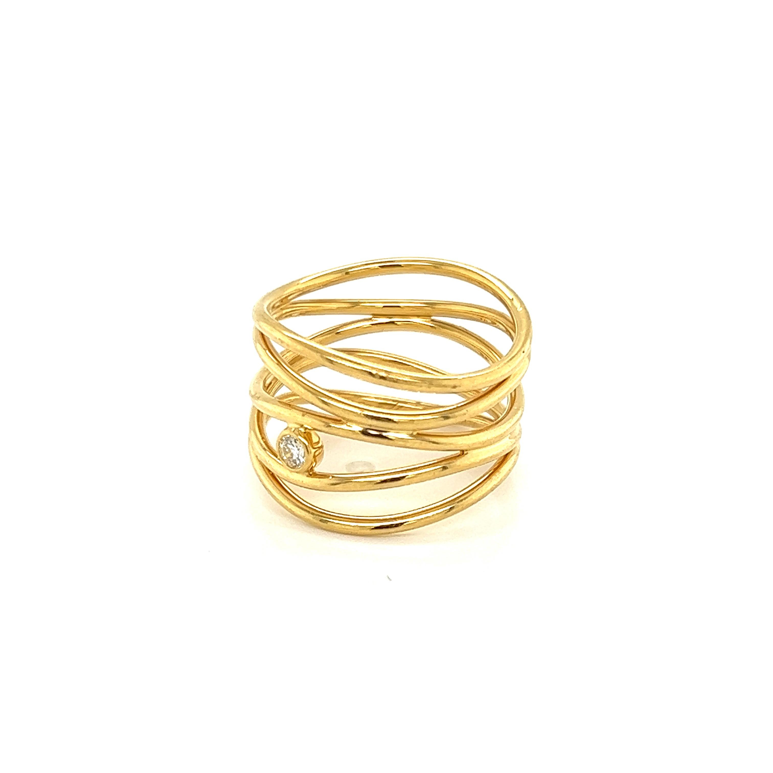 Tiffany & Co. Peretti Diamant 18k Gelbgold 5 Row Draht Wave Band Ring mit Diamanten (Brillantschliff) im Angebot