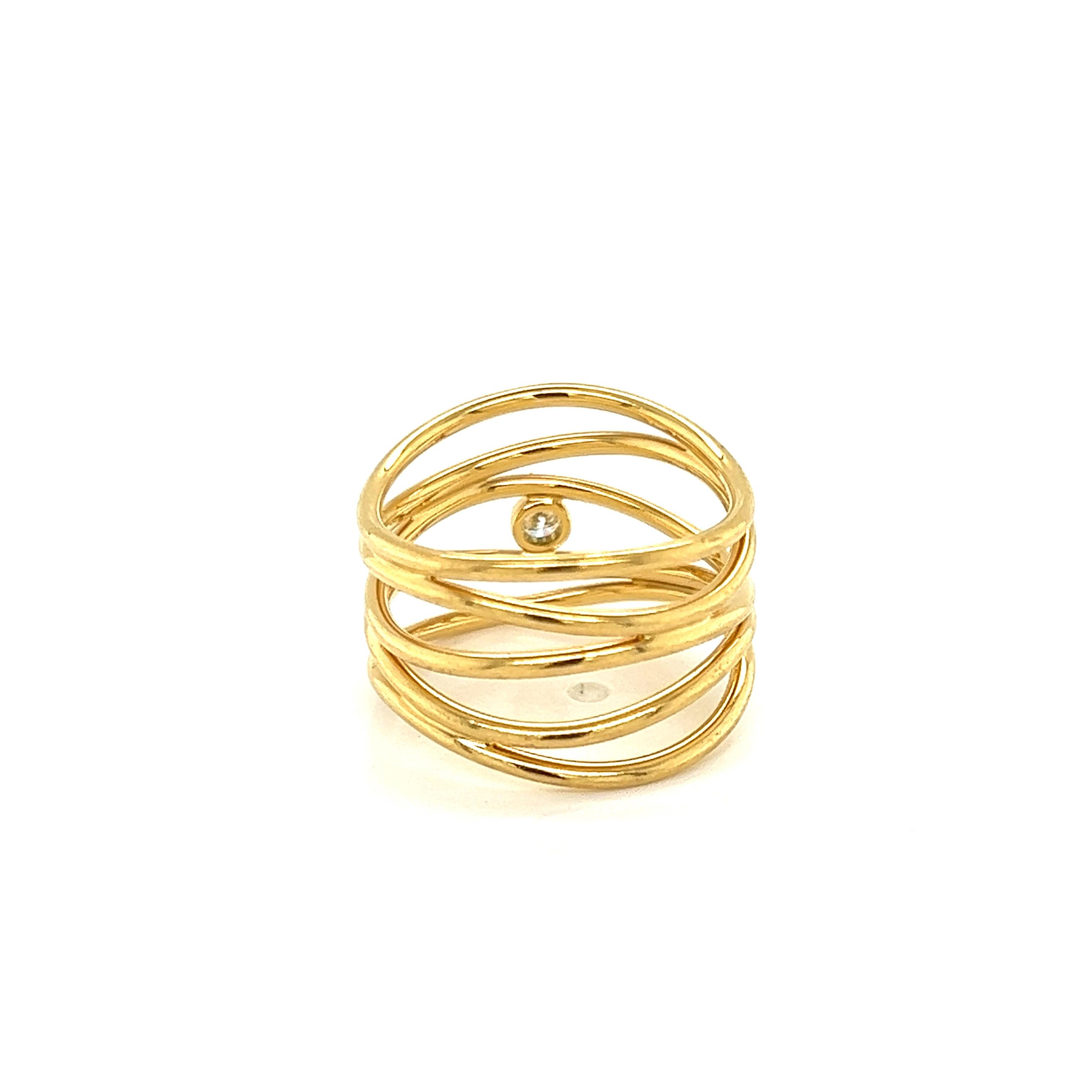 Tiffany & Co. Peretti Diamant 18k Gelbgold 5 Row Draht Wave Band Ring mit Diamanten im Zustand „Hervorragend“ im Angebot in Boca Raton, FL
