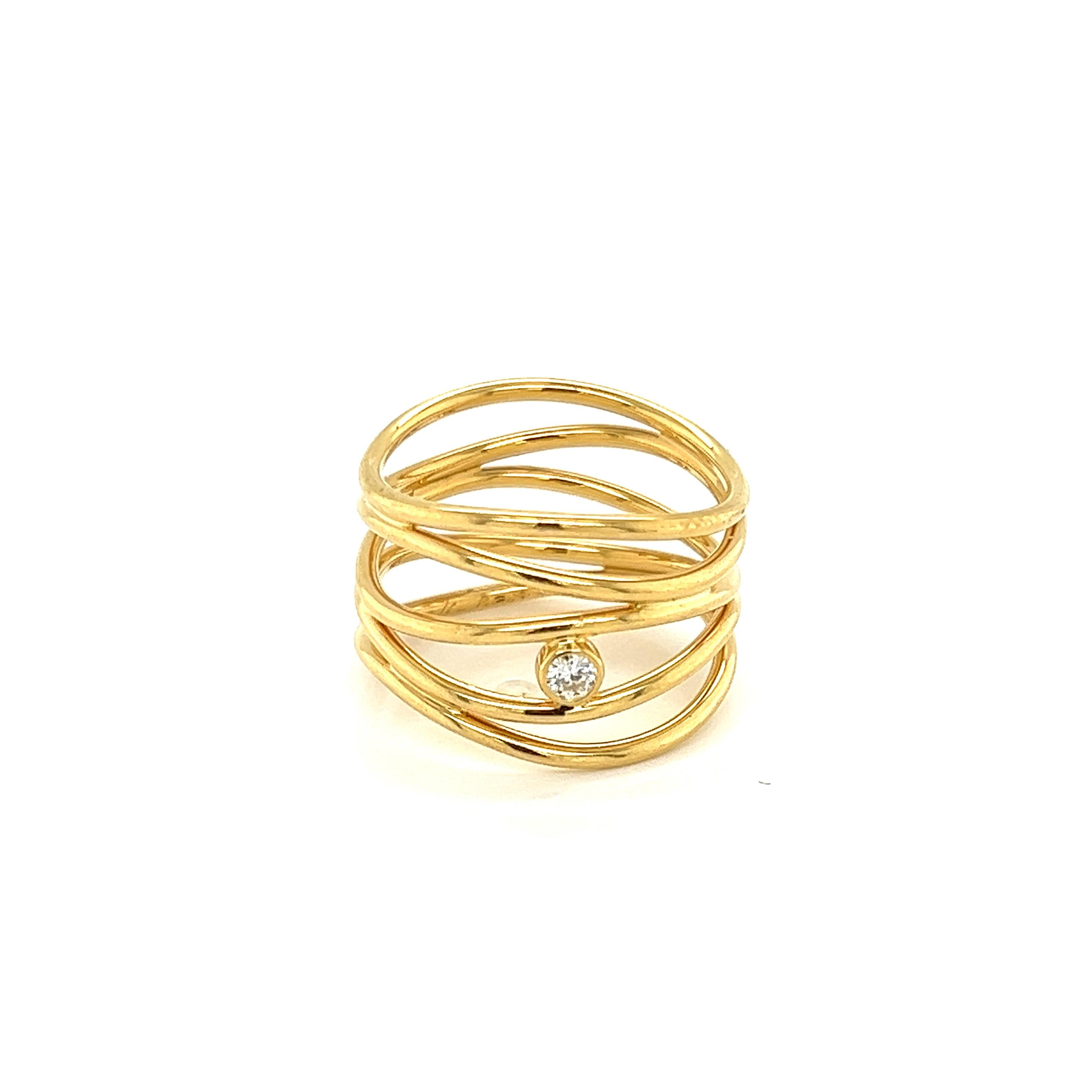 Tiffany & Co. Peretti Diamant 18k Gelbgold 5 Row Draht Wave Band Ring mit Diamanten im Angebot 1