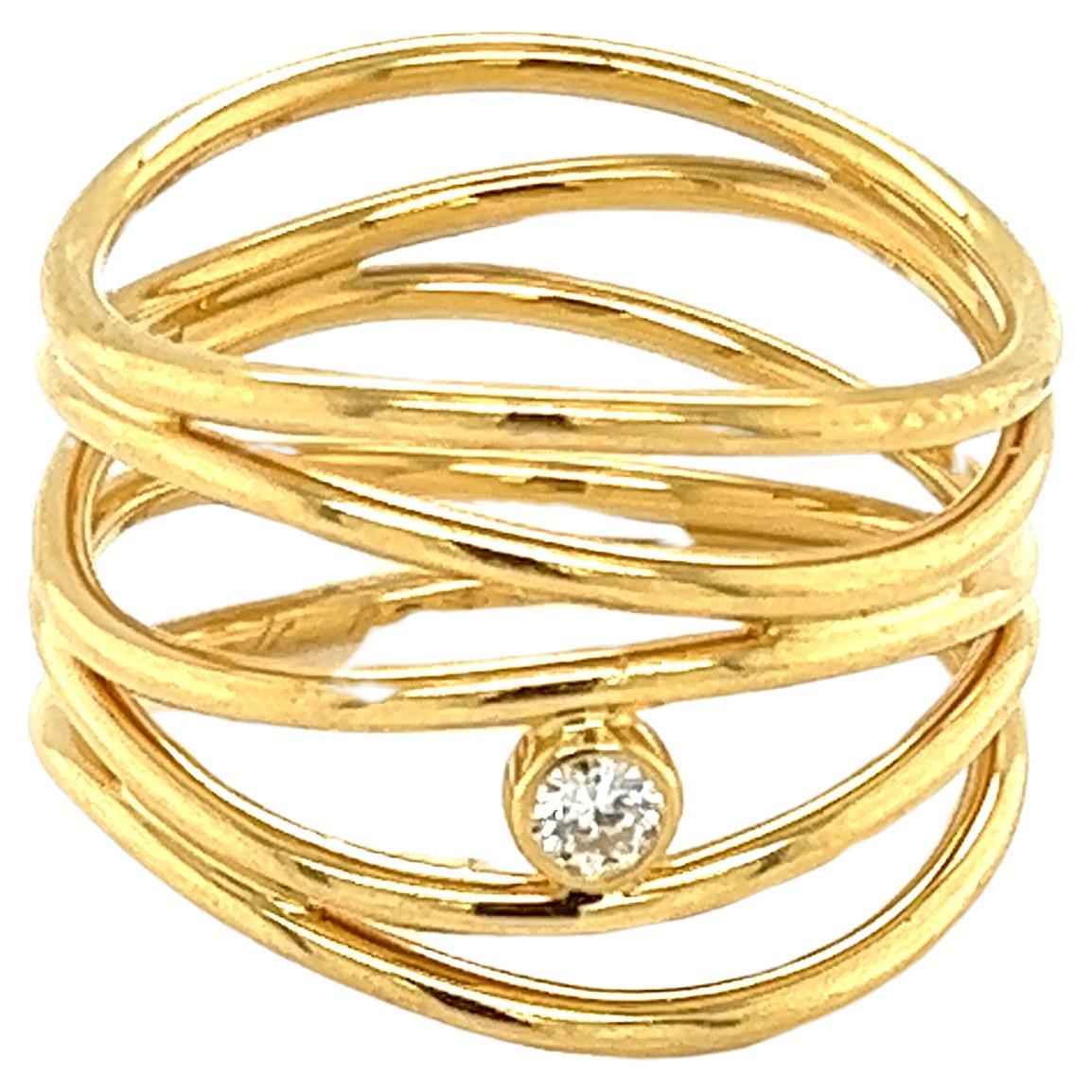 Tiffany & Co. Peretti Diamant 18k Gelbgold 5 Row Draht Wave Band Ring mit Diamanten im Angebot