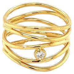 Tiffany & Co. Peretti Diamond 18k Yellow Gold 5 Row Wire Wave Band Ring