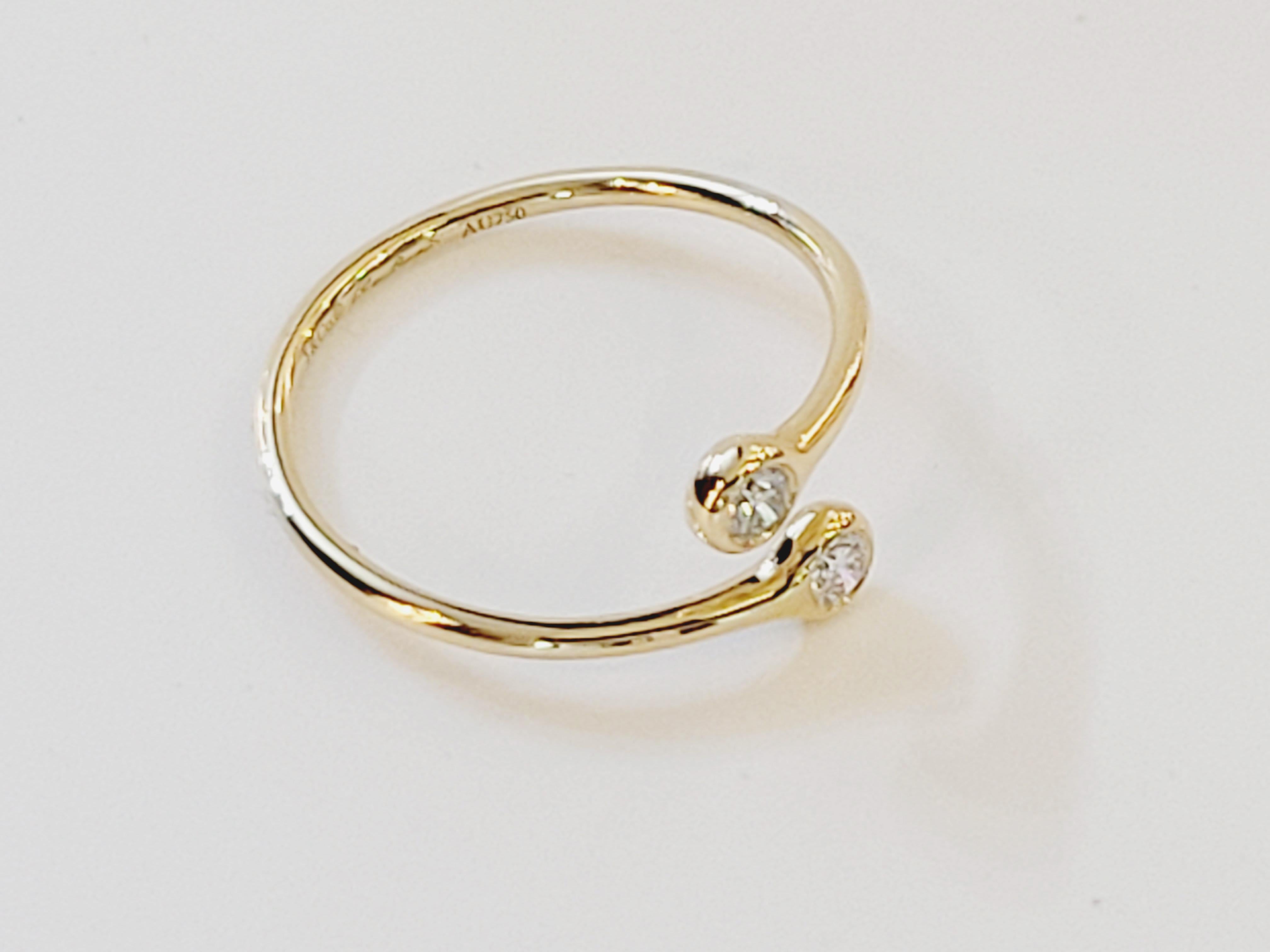 Round Cut Tiffany & co peretti diamond 18k yellow gold hoop bypass band ring For Sale