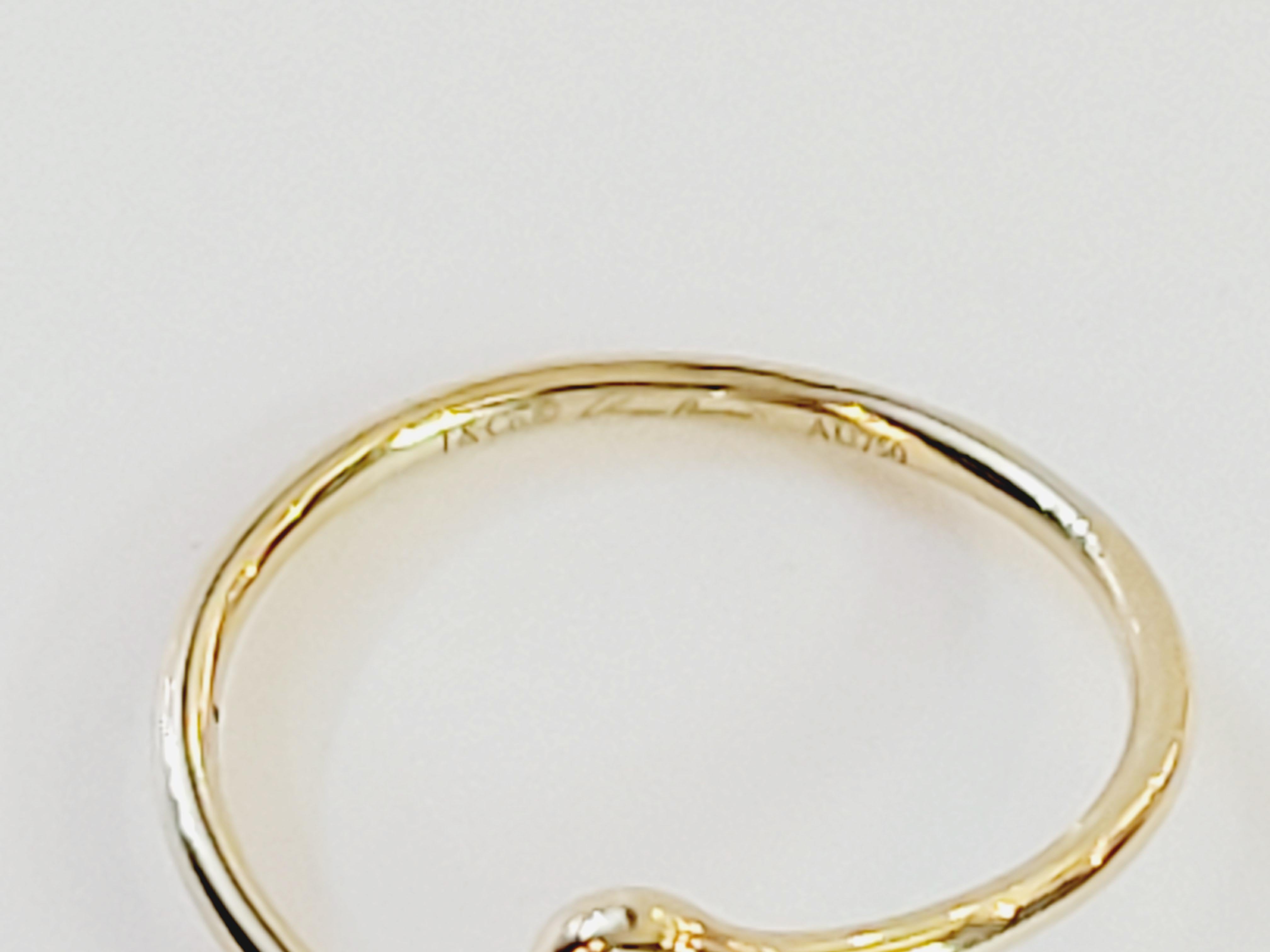Women's Tiffany & co peretti diamond 18k yellow gold hoop bypass band ring For Sale