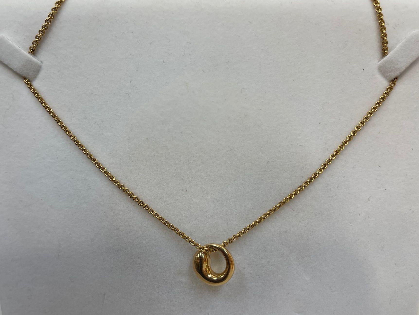 Women's or Men's Tiffany & Co. Peretti Eternal Circle Gold Pendant Necklace Estate Fine Jewelry