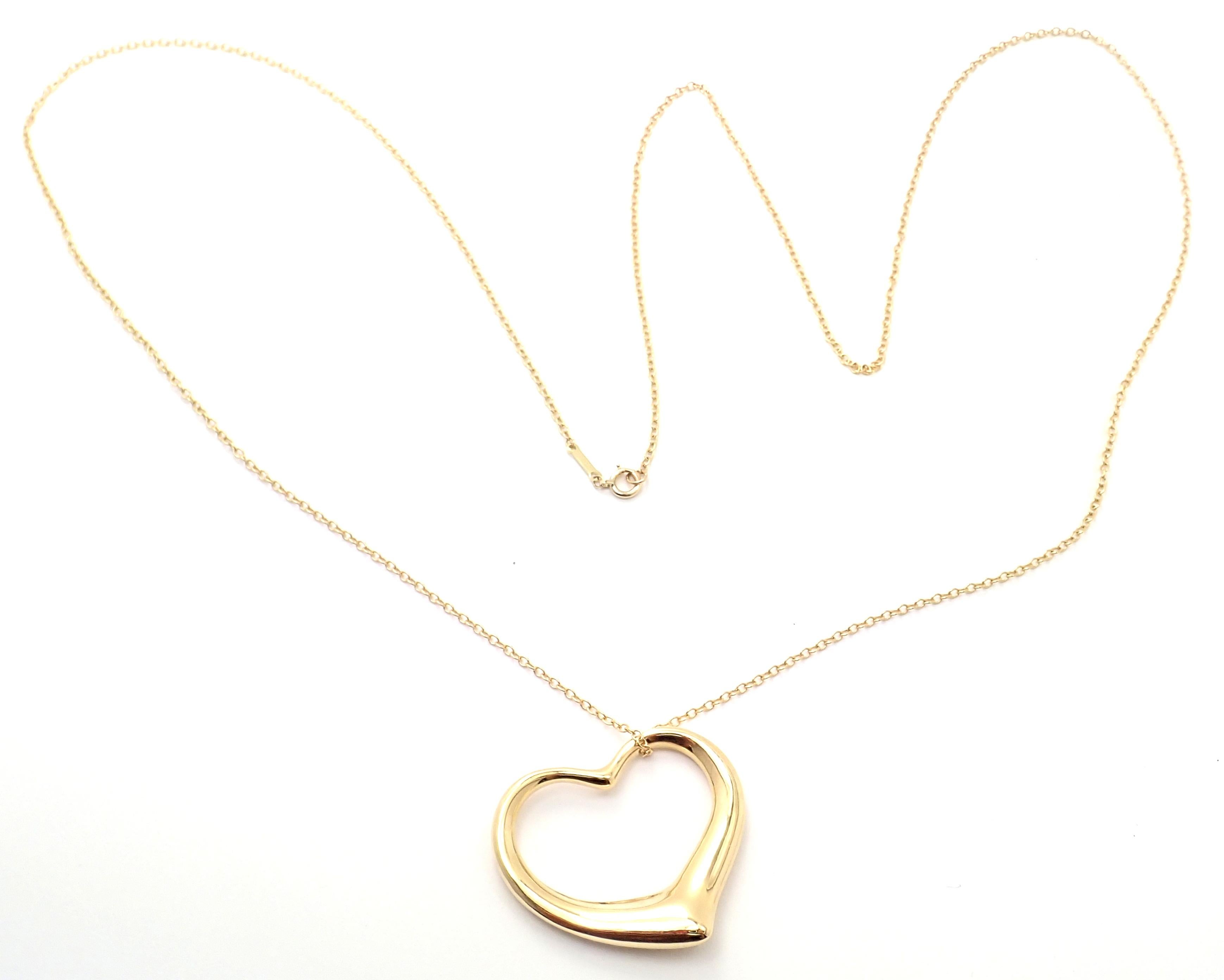 Tiffany & Co. Peretti Extra Large Open Heart Yellow Gold Pendant Necklace For Sale 3