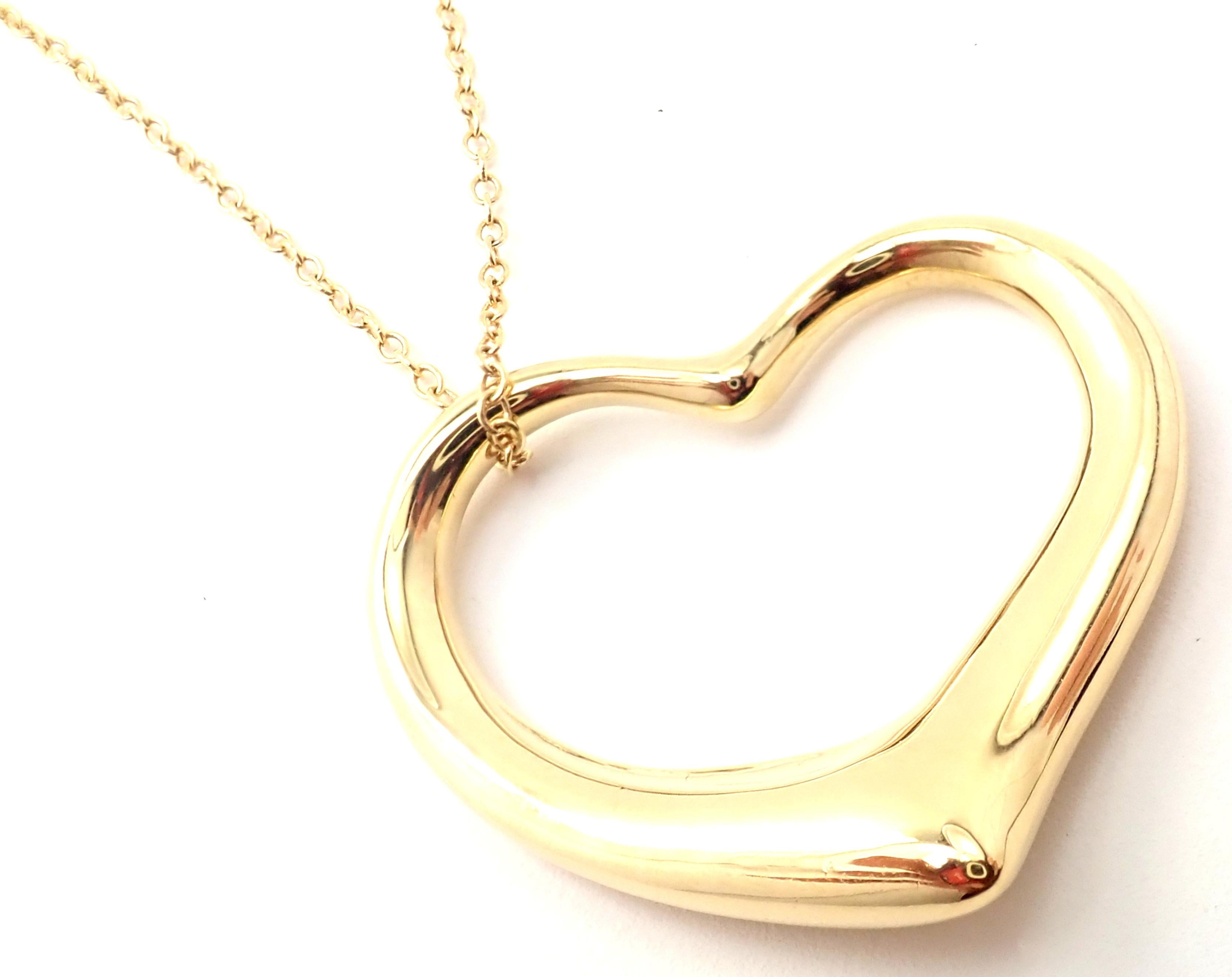 18k Gelbgold Großer offener Herzanhänger Halskette von Elsa Peretti für Tiffany & Co.
Einzelheiten:
Länge: 30