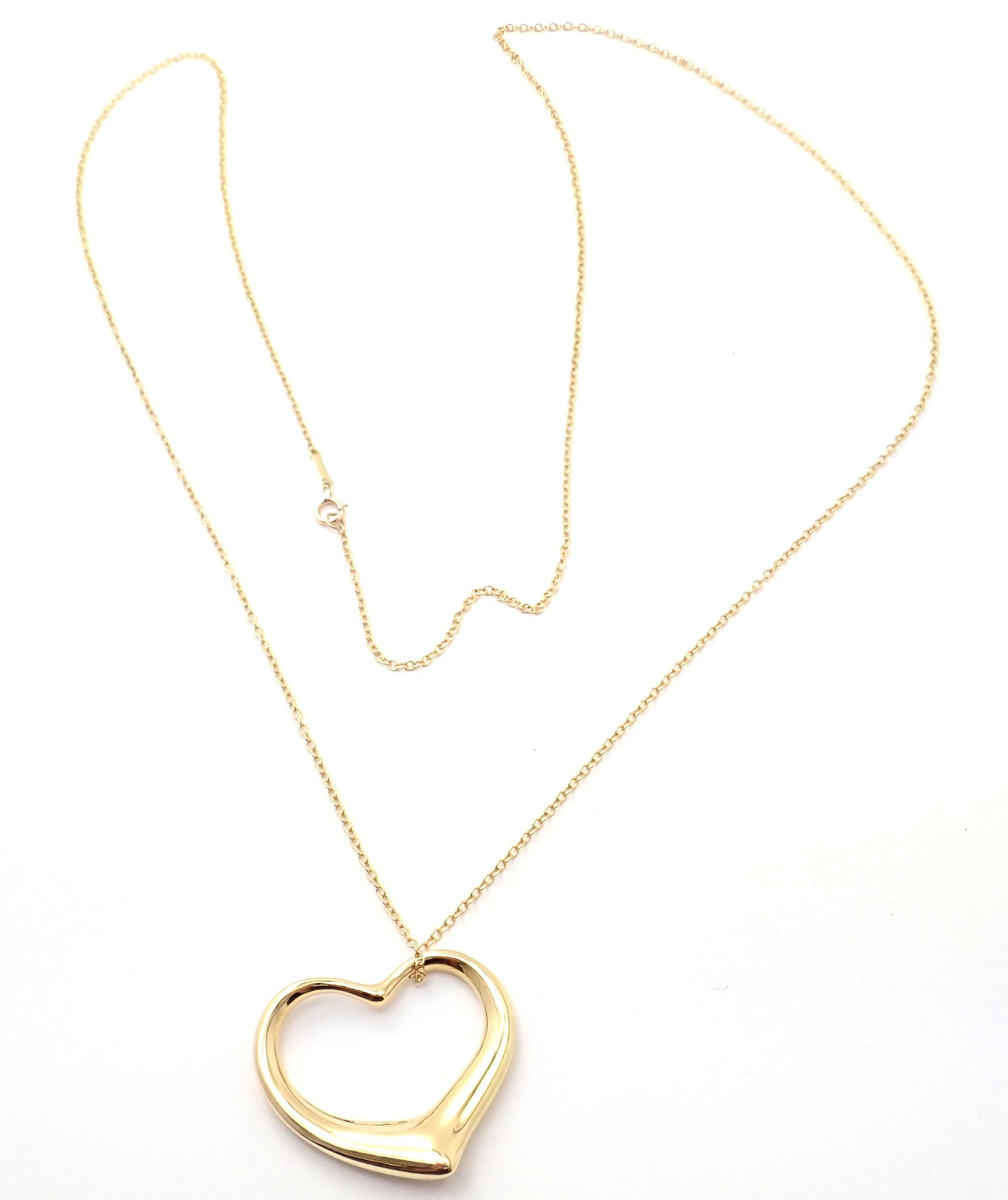 Tiffany & Co. Peretti Extra Large Open Heart Yellow Gold Pendant Necklace For Sale 1