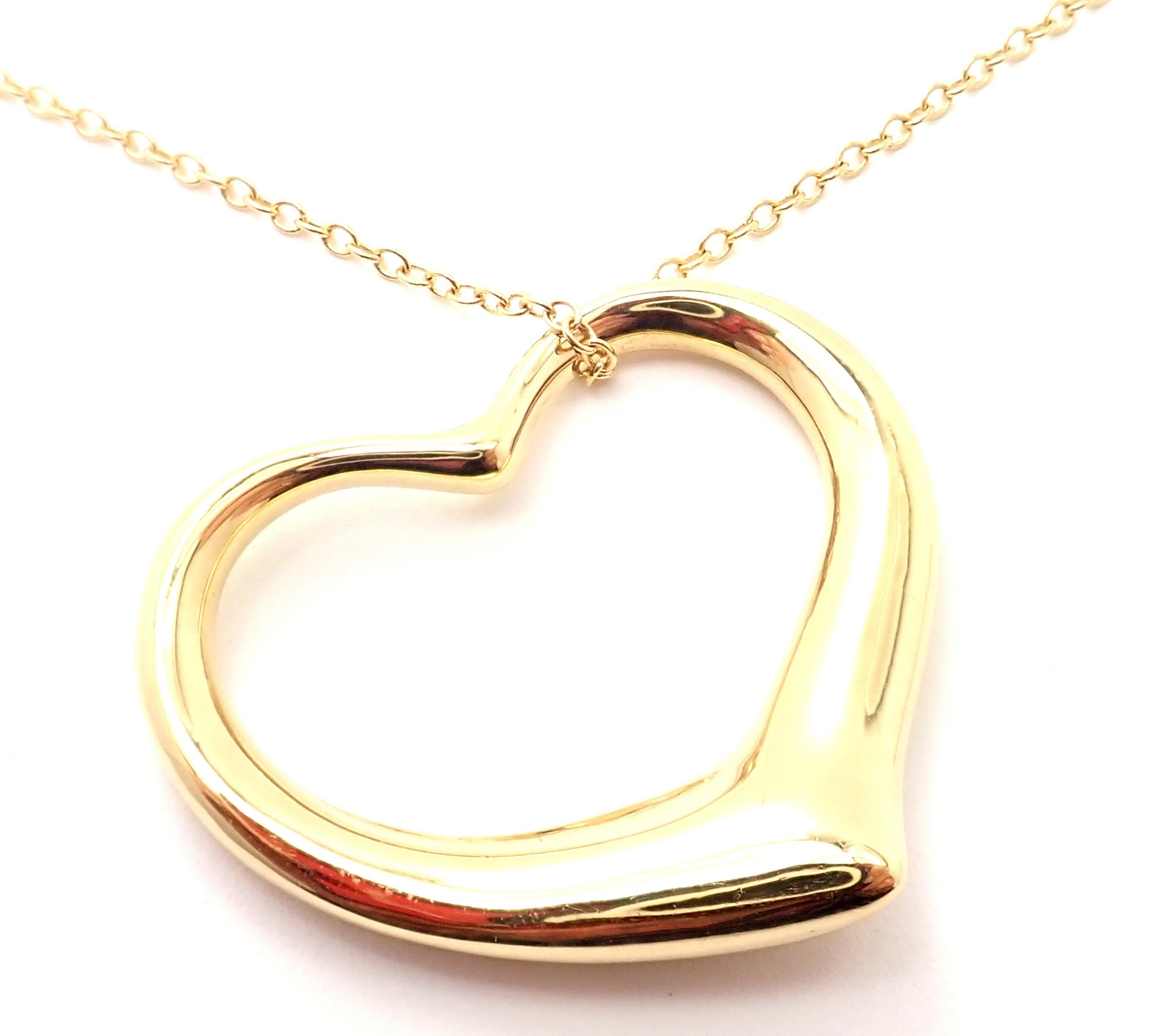 Tiffany & Co. Peretti Extra Large Open Heart Yellow Gold Pendant Necklace For Sale 2
